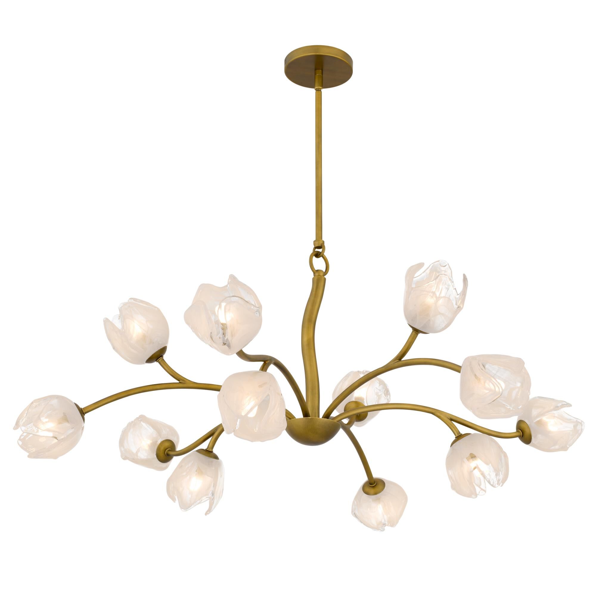 Shown in Vintage Brass finish and White Swirl Glass shade