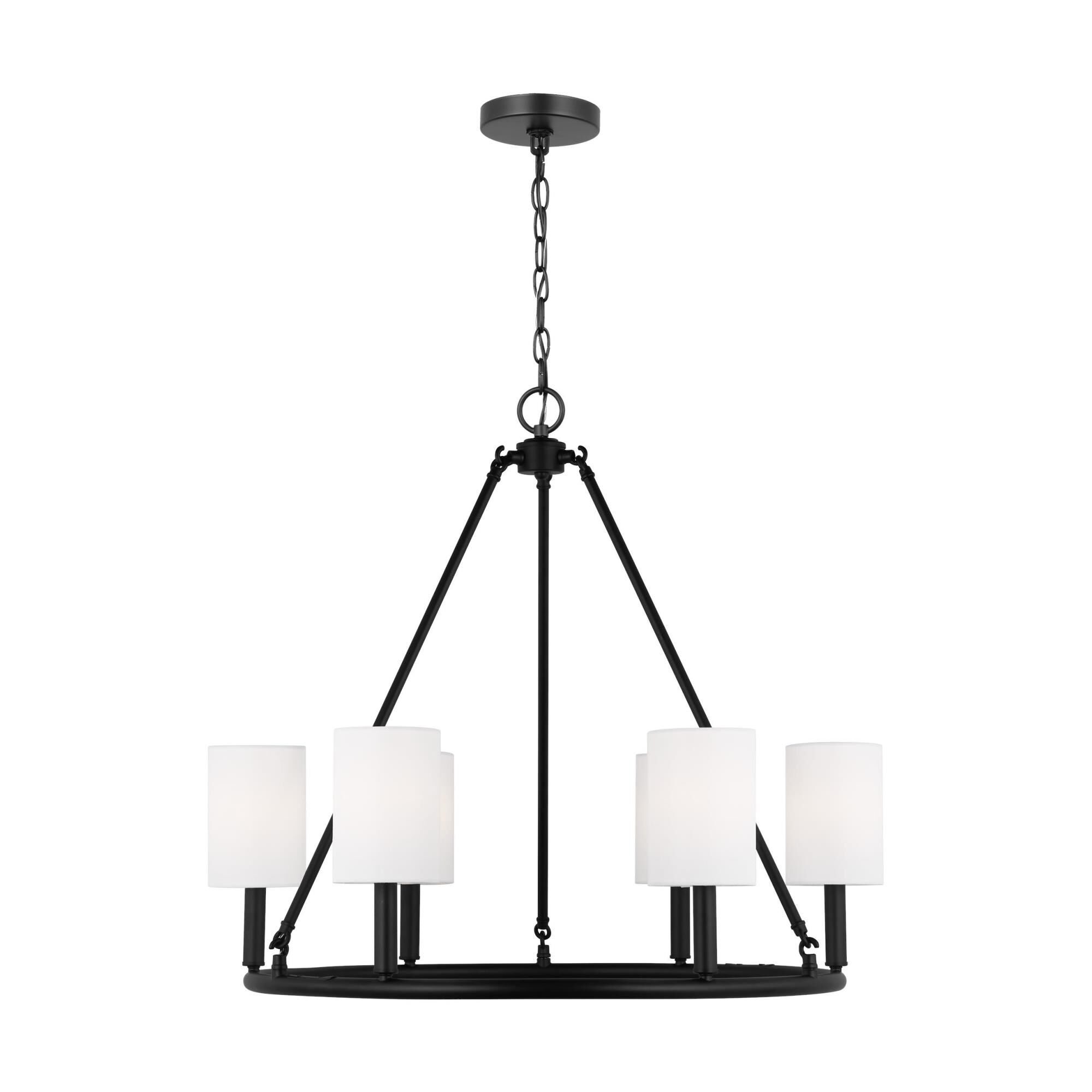 Shown in Midnight Black finish and White Linen Fabric s shade