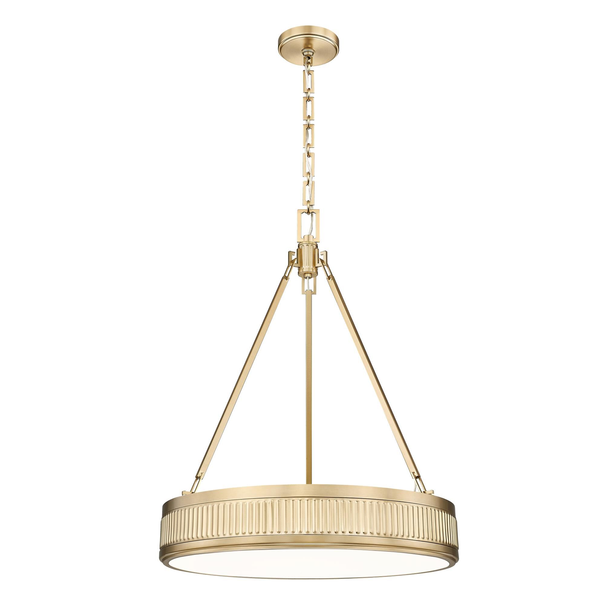 Shown in Modern Gold finish and White glass