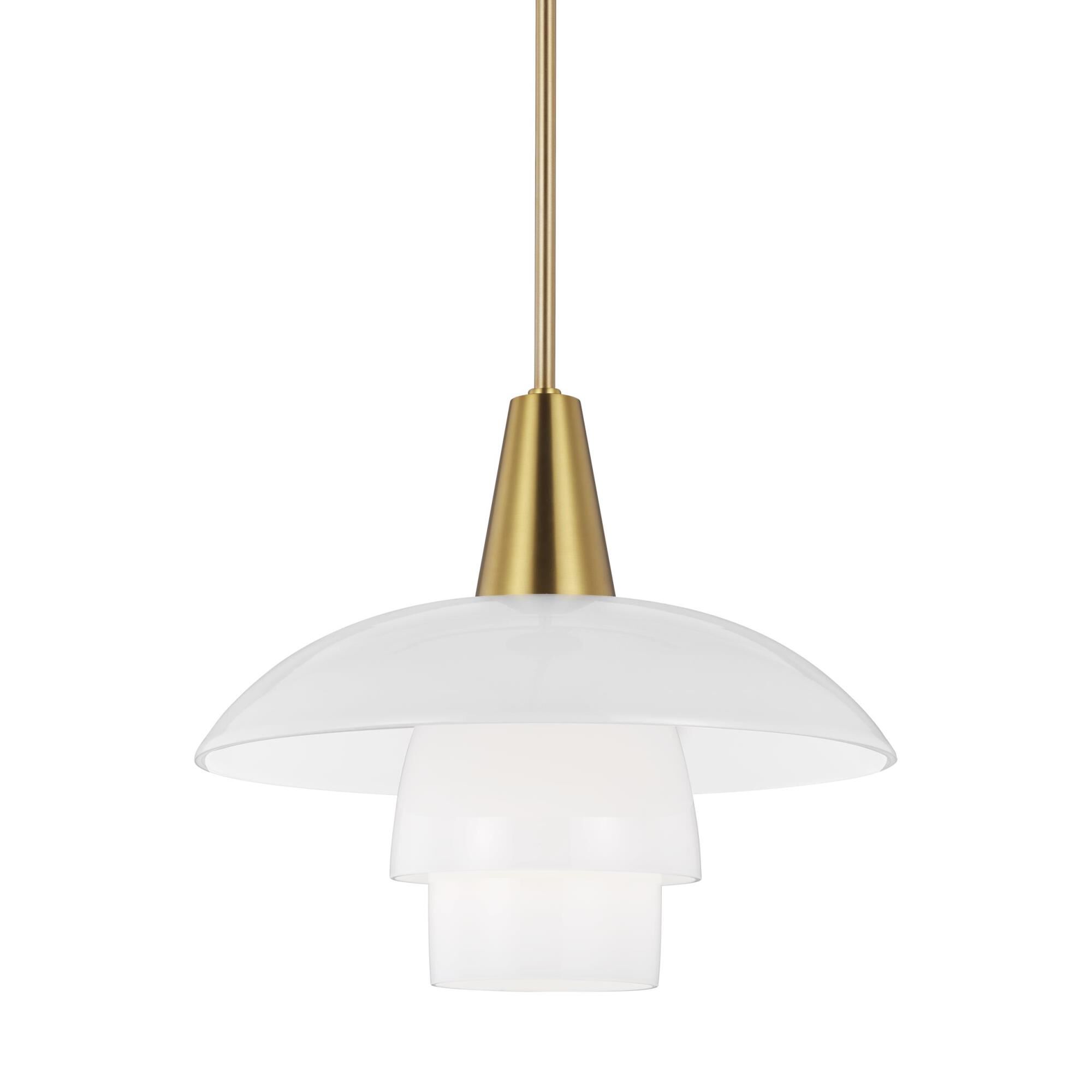Shown in Burnished Brass finish and Milk White  glass
