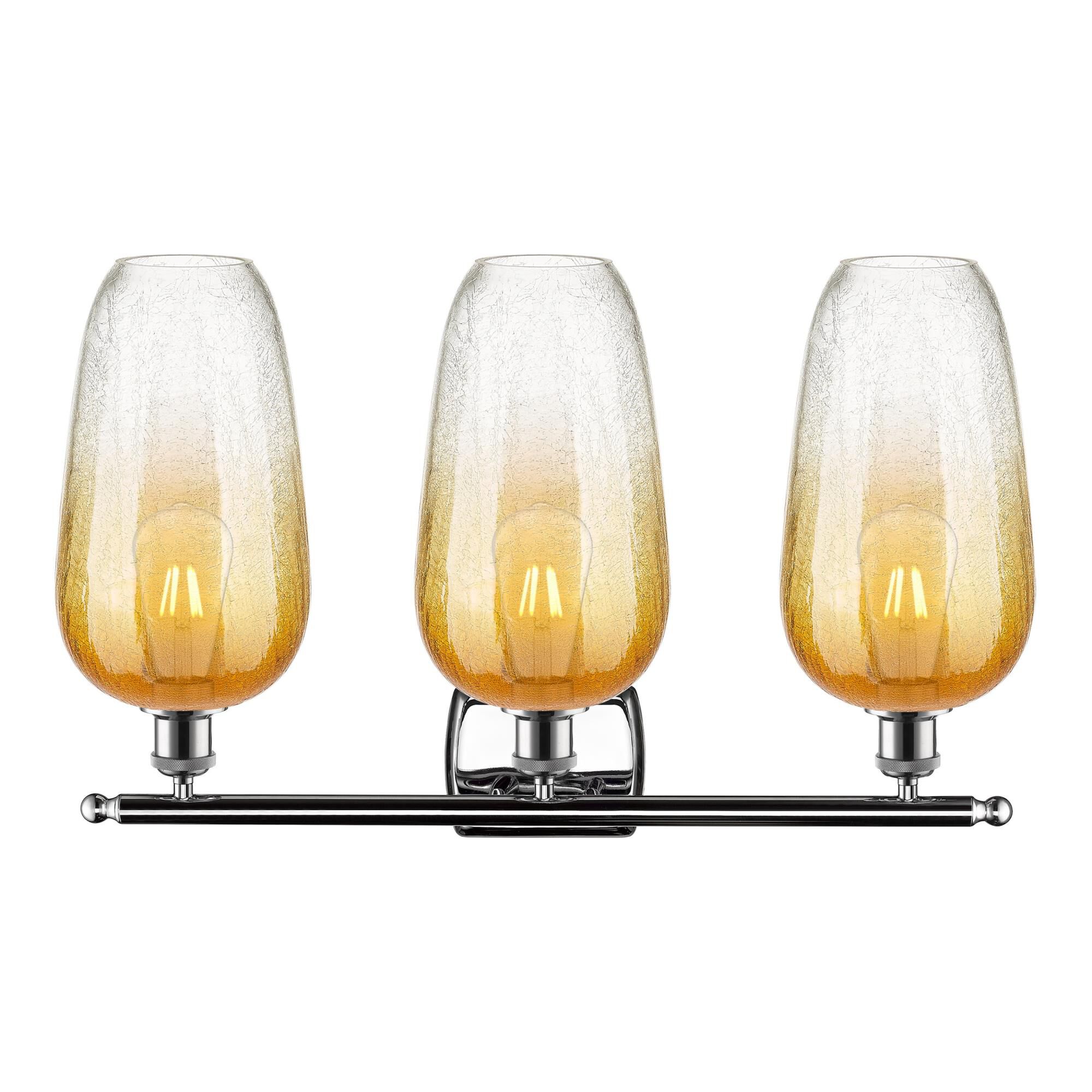 Shown in Polished Chrome finish and Amber glass