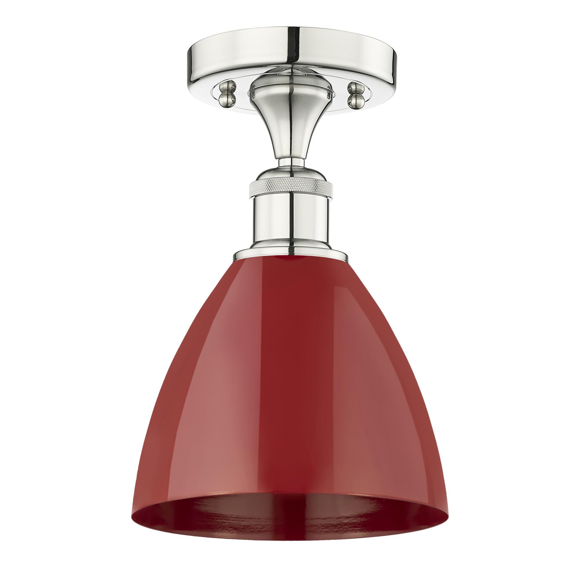 Shown in Polished Nickel finish and Red shade