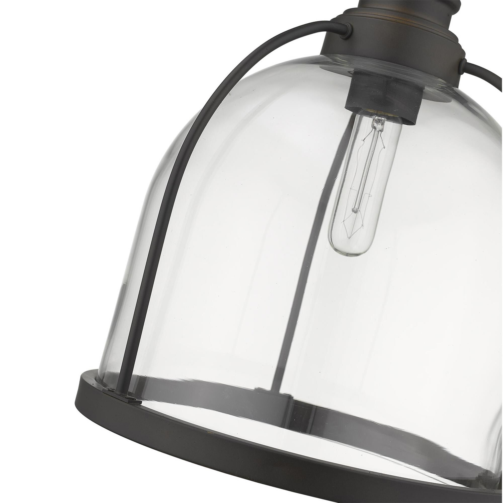 Shown in Oil-Rubbed Bronze finish and Clear glass and Clear, Dome Shaped Glass Globe shade