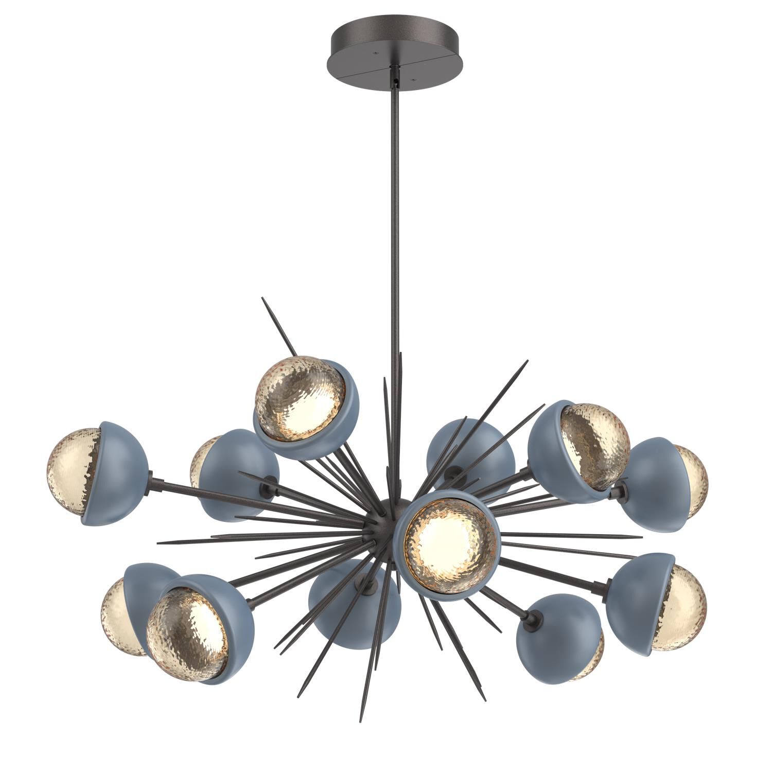 Shown in Graphite finish and Amber glass and Poppy Blue accent