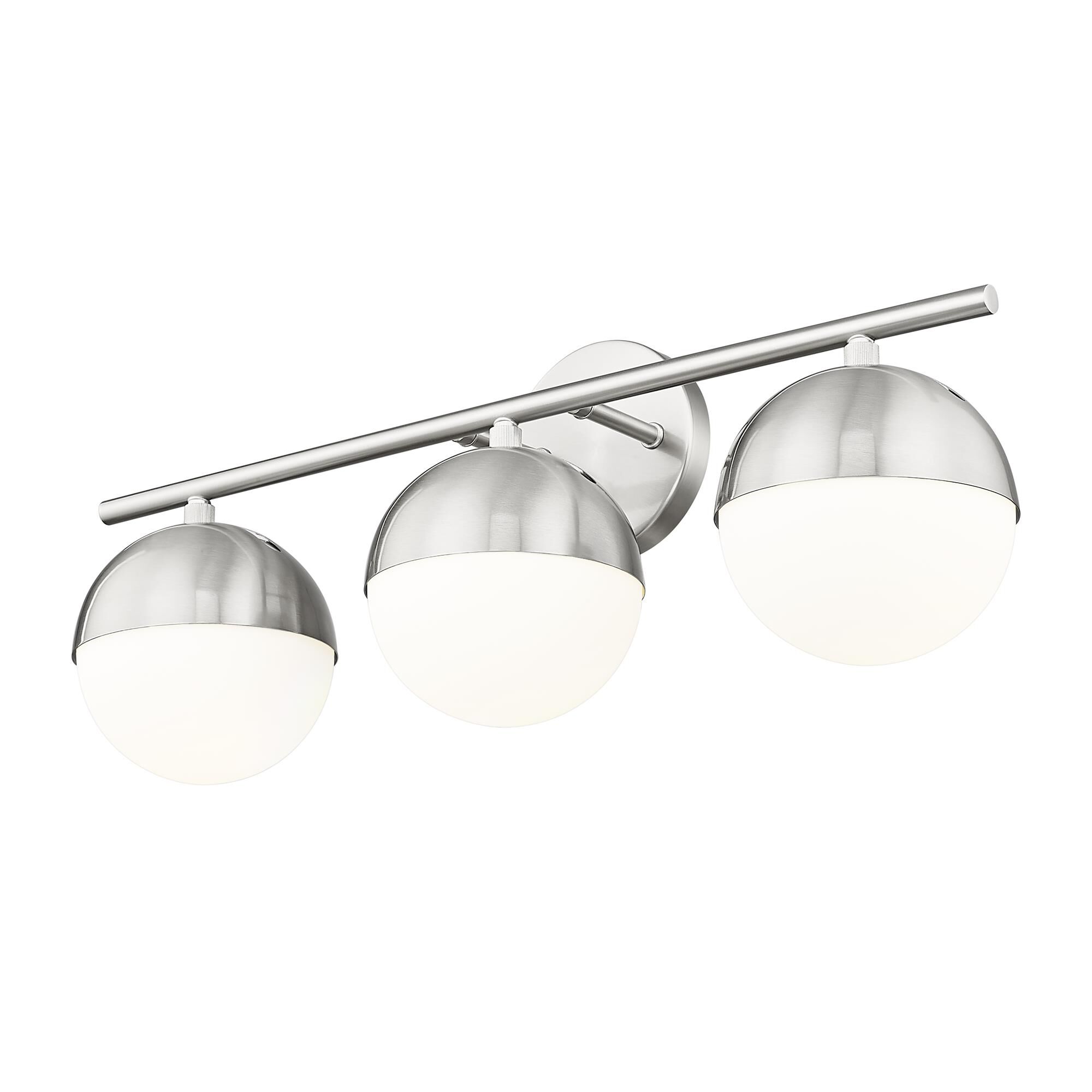 Shown in Brushed Nickel finish and Matte Opal glass and Matte Opal shade