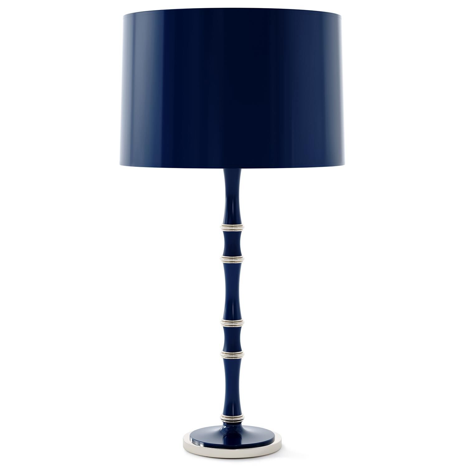 Shown in Midnight Blue finish and Midnight Blue shade and Polished Nickel accent