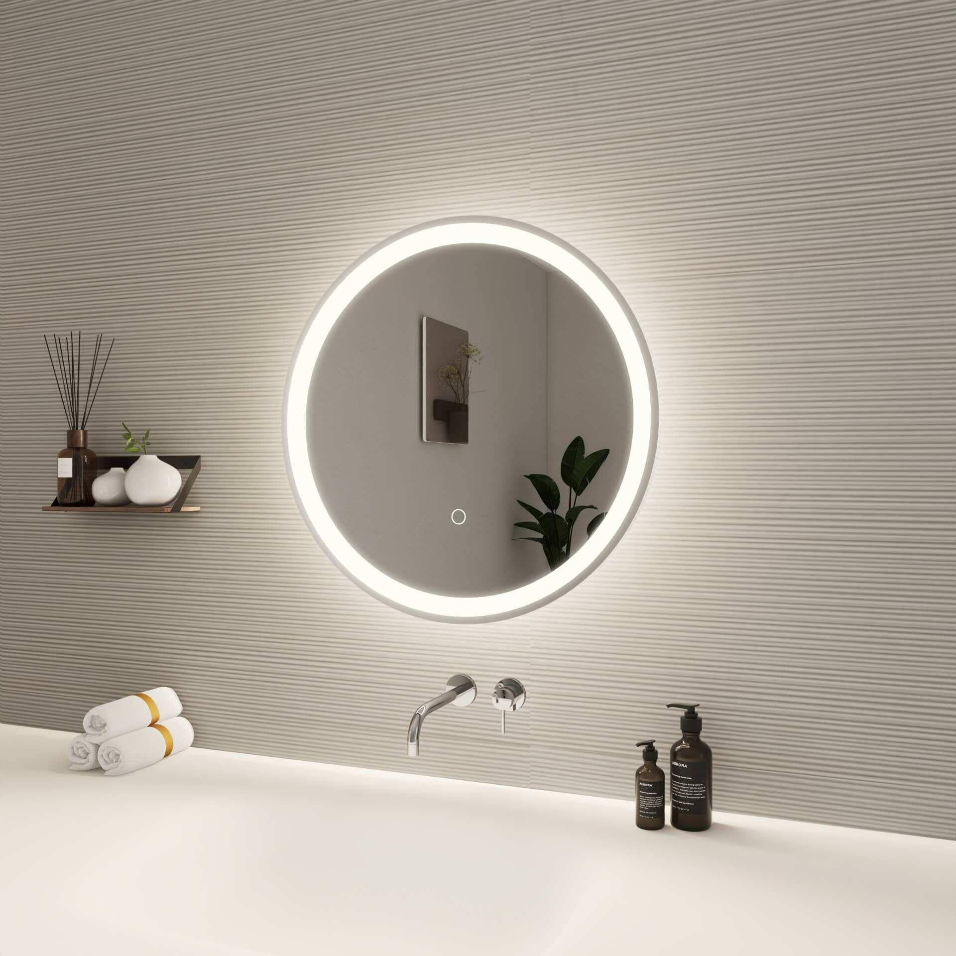 Harmoni 21 Inch Round LED Lighted Mirror by Elegant Decor