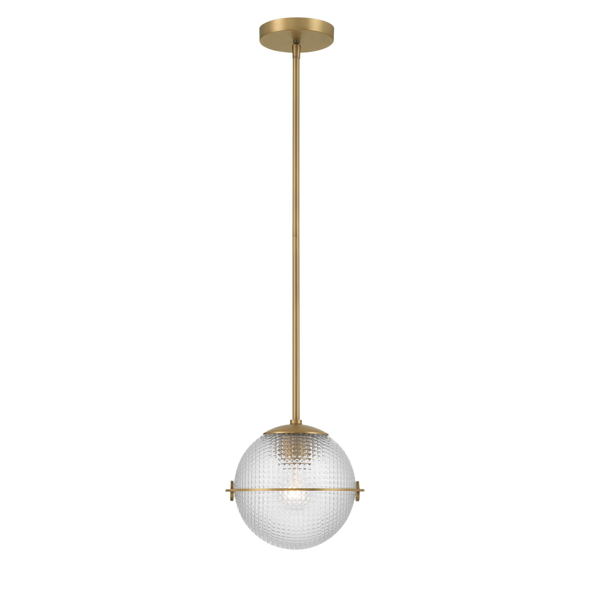 Shown in Legacy Brass finish and Clear Square Textured glass