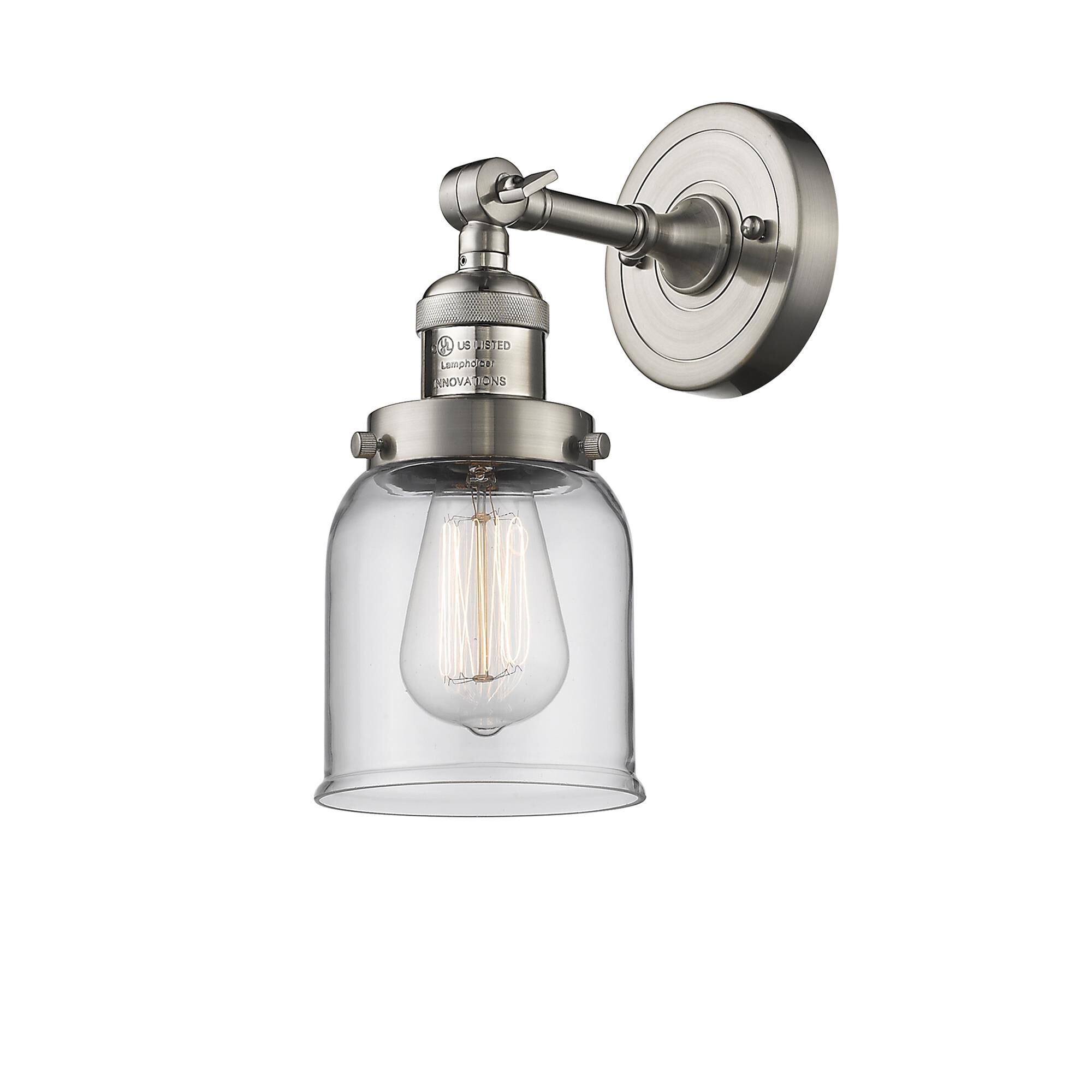 Shown in Brushed Satin Nickel finish and Clear glass