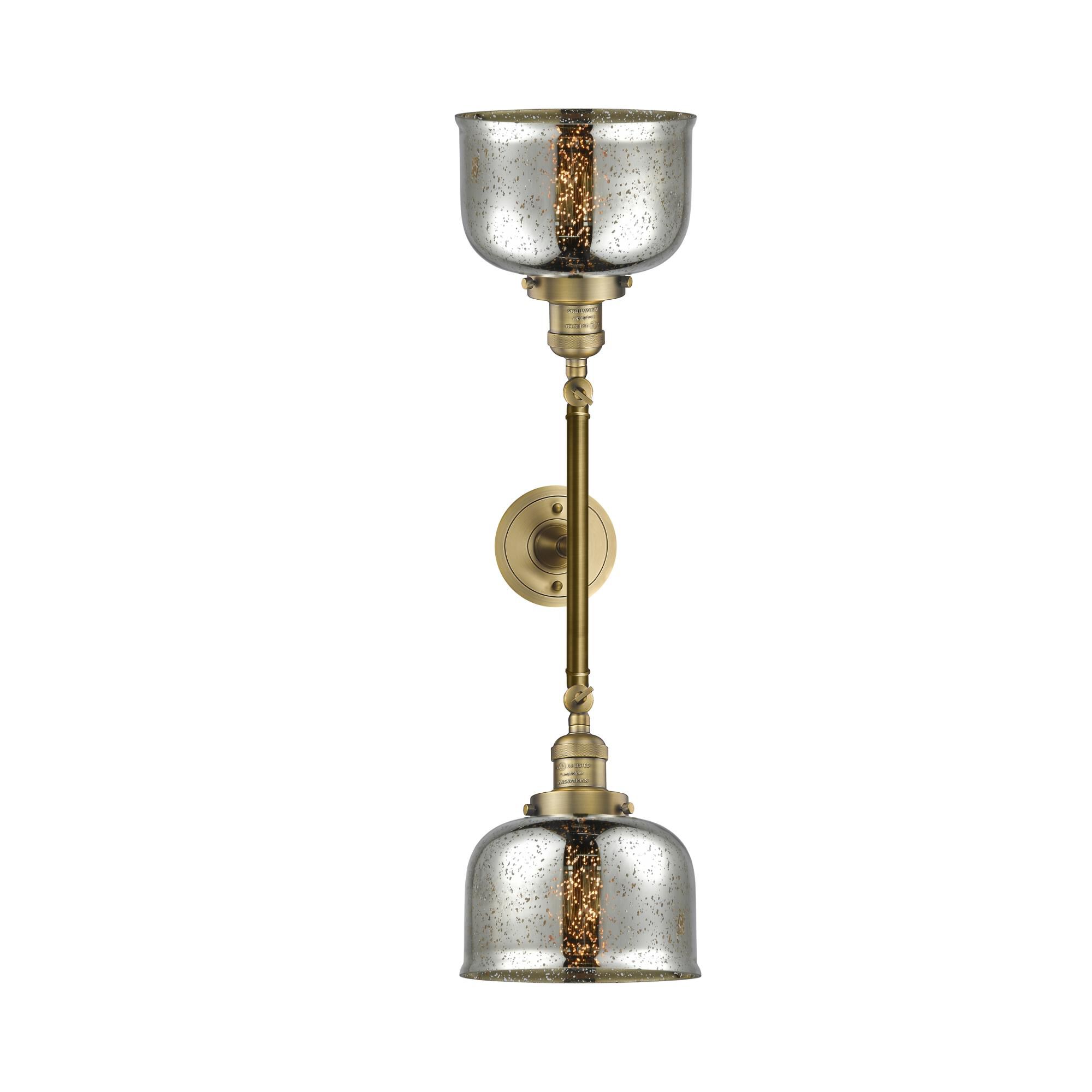 Shown in Brushed Brass finish and Silver Mercury glass