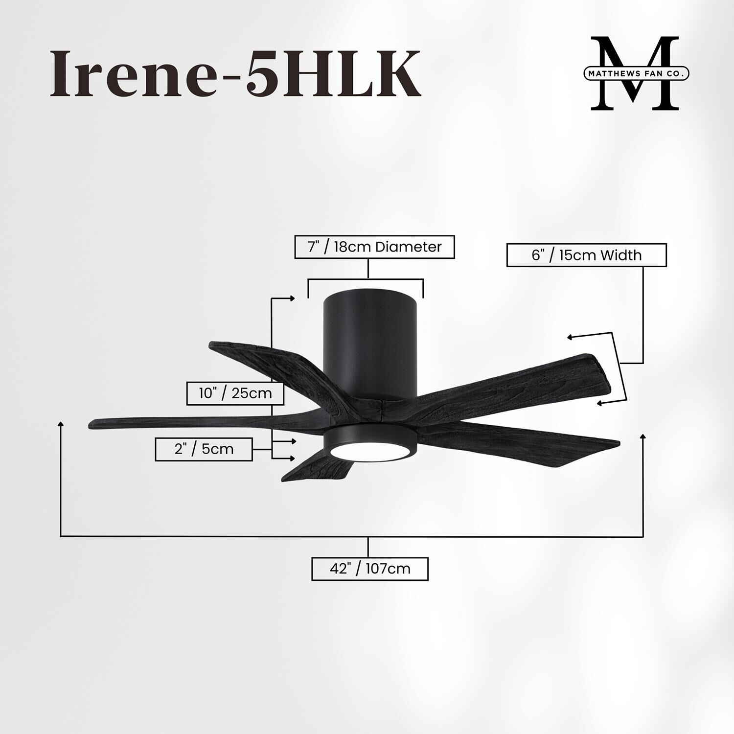 Irene 42 Inch Flush Mount Fan with Light Kit by Matthews Fan Company