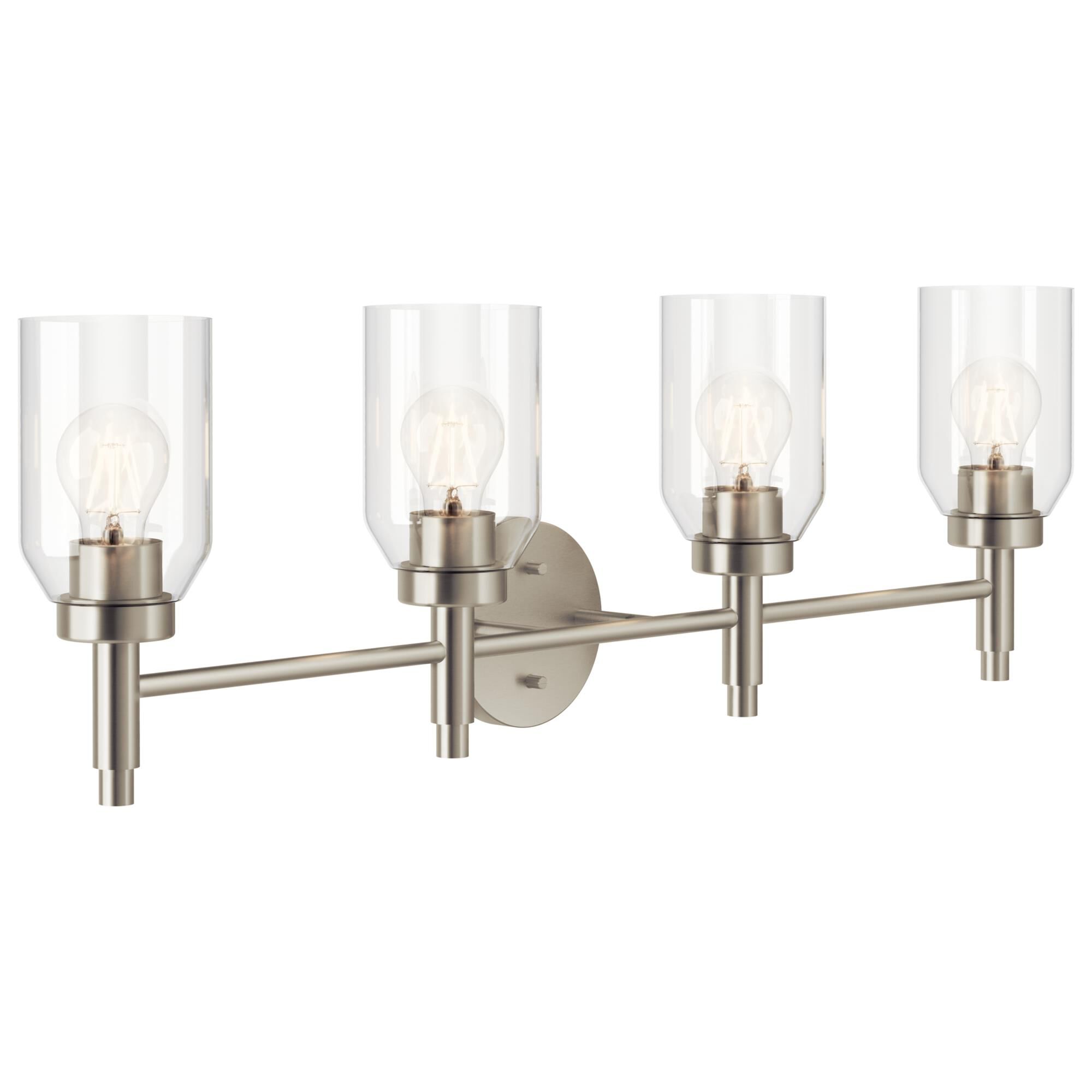 Shown in Brushed Nickel finish and Clear glass