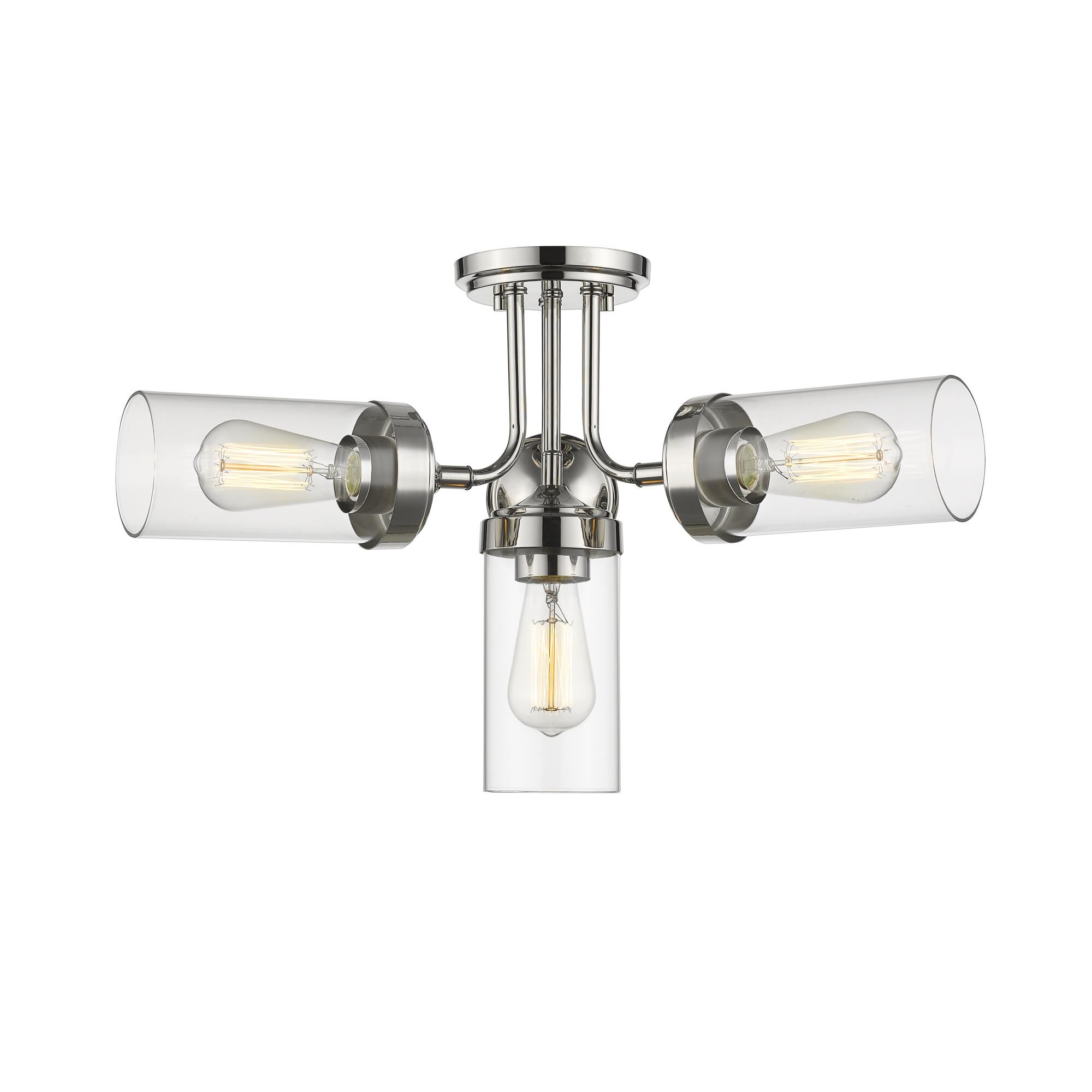 Shown in Polished Nickel finish and Glass shade