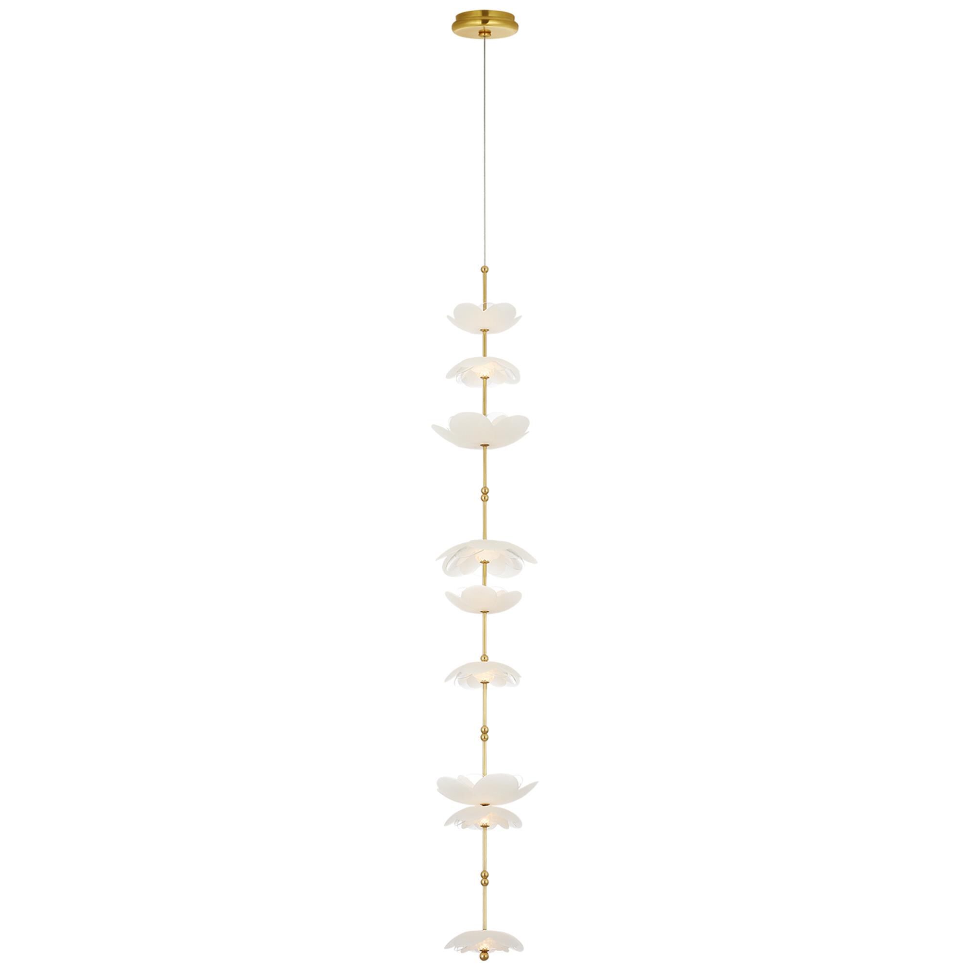 Shown in Soft Lacquered Brass finish and Etched and Clear Flower glass