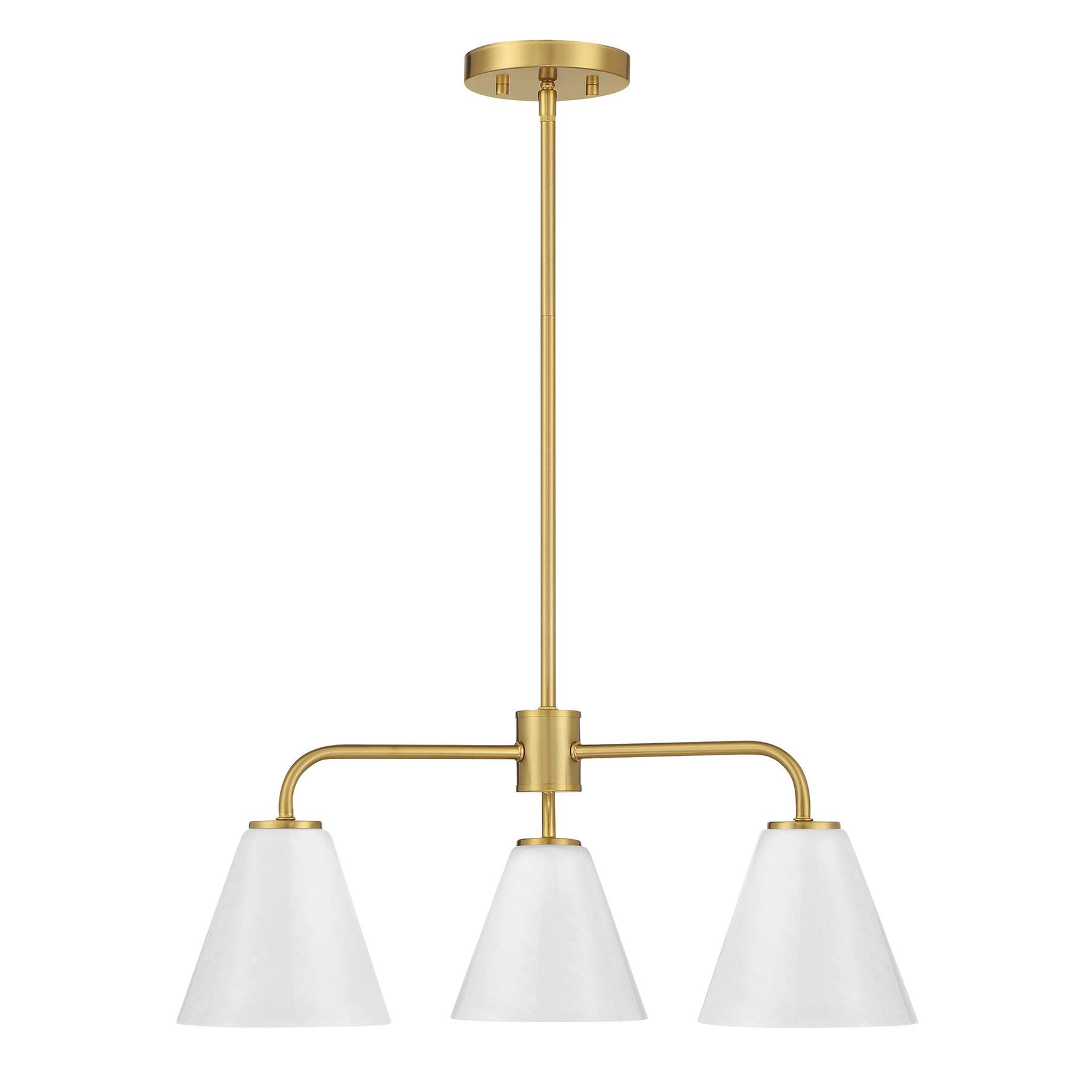 Shown in Warm Brass finish and Strie shade