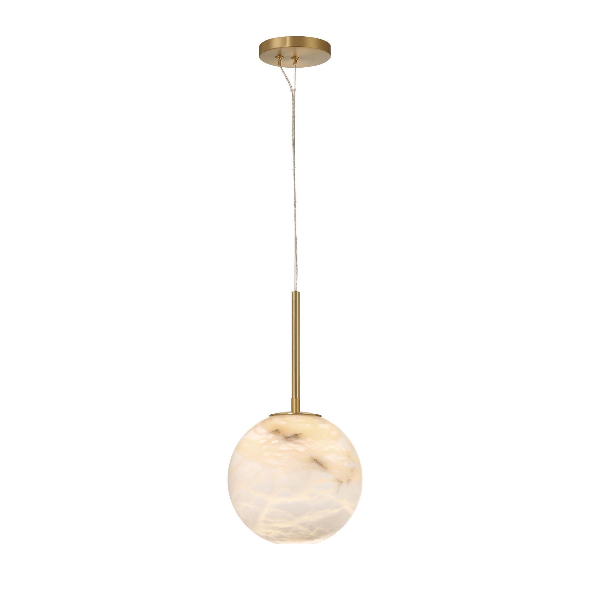 Shown in Gold finish and Alabaster glass
