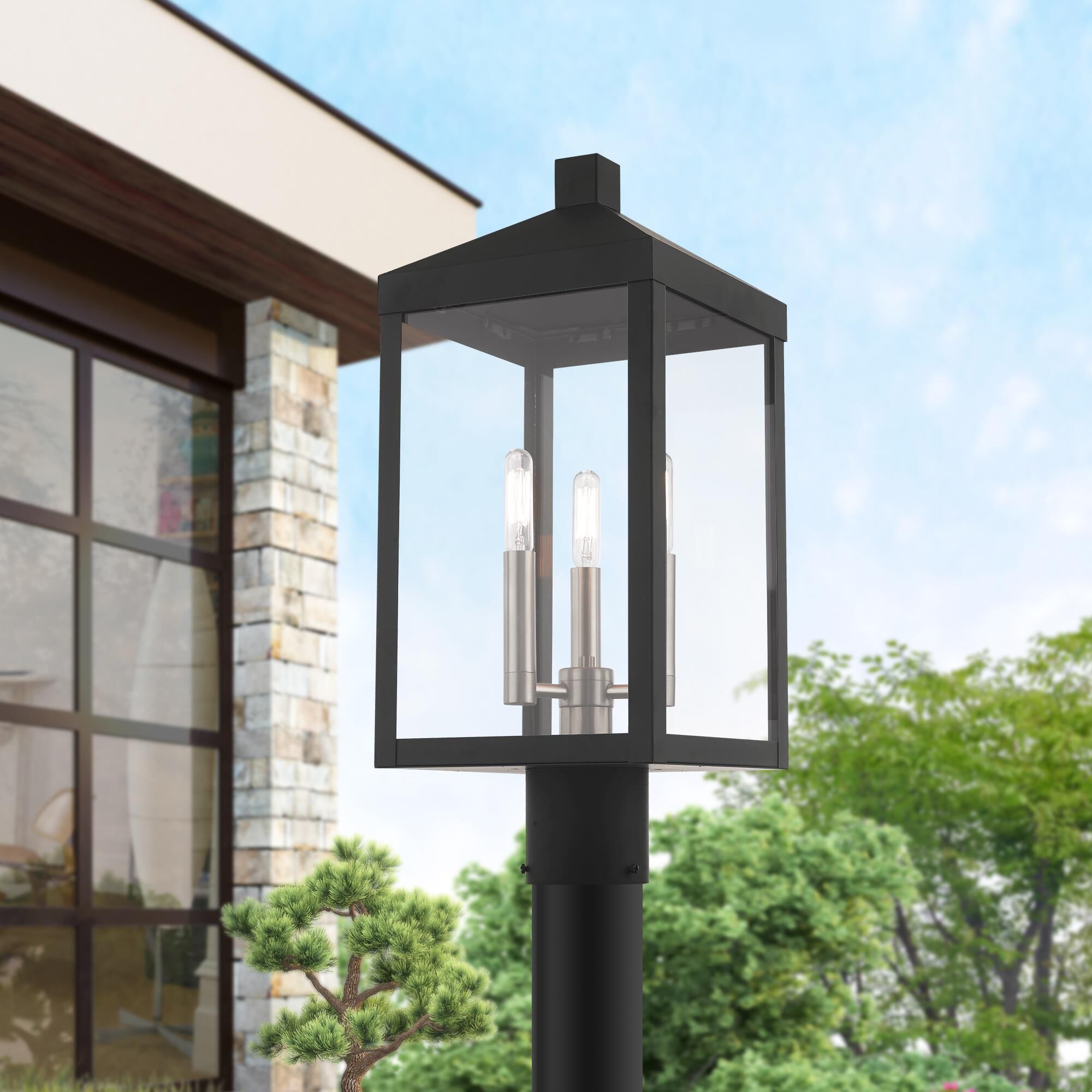 Shown in Scandinavian Gray finish and Clear glass