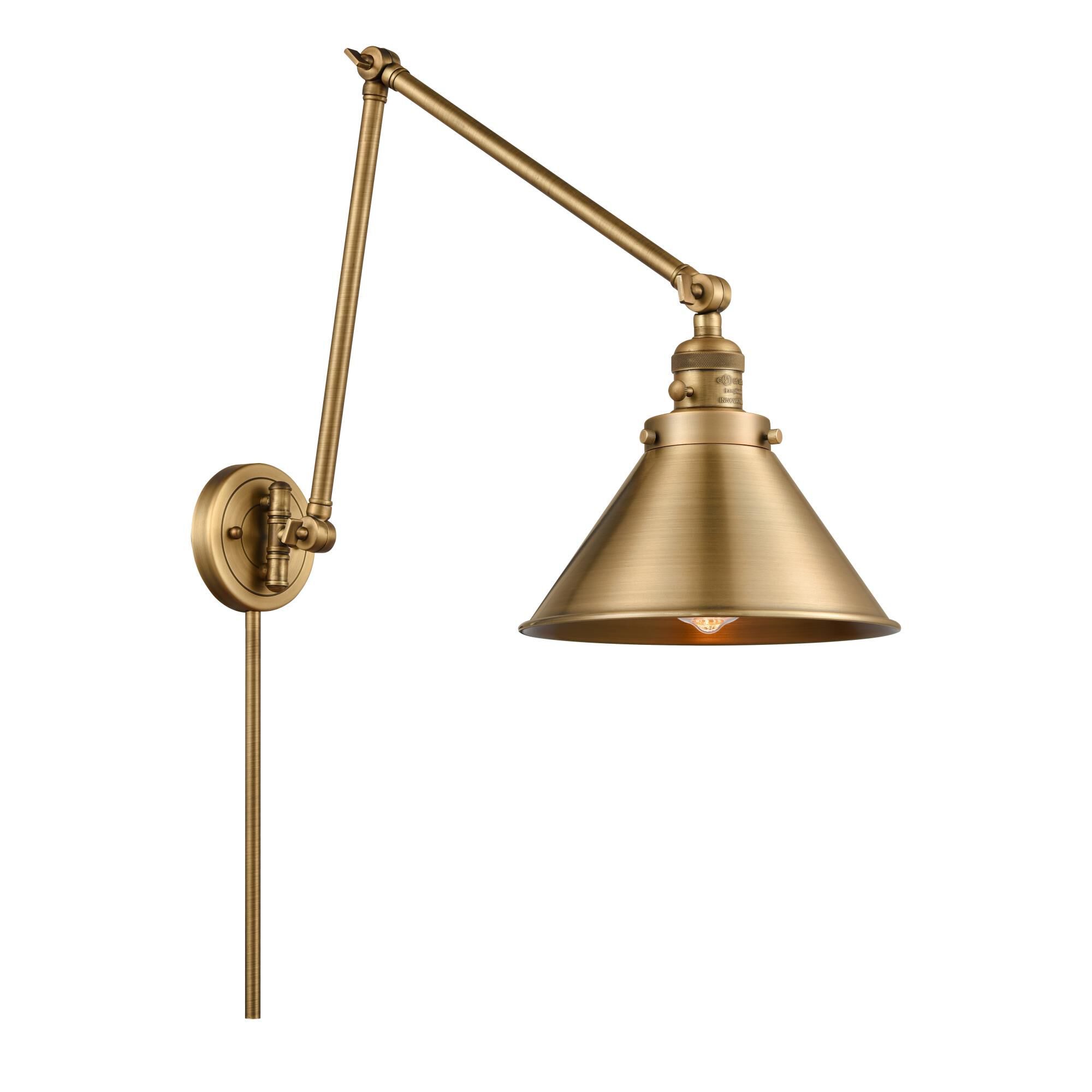 Shown in Brushed Brass finish and Brushed Brass Briarcliff shade