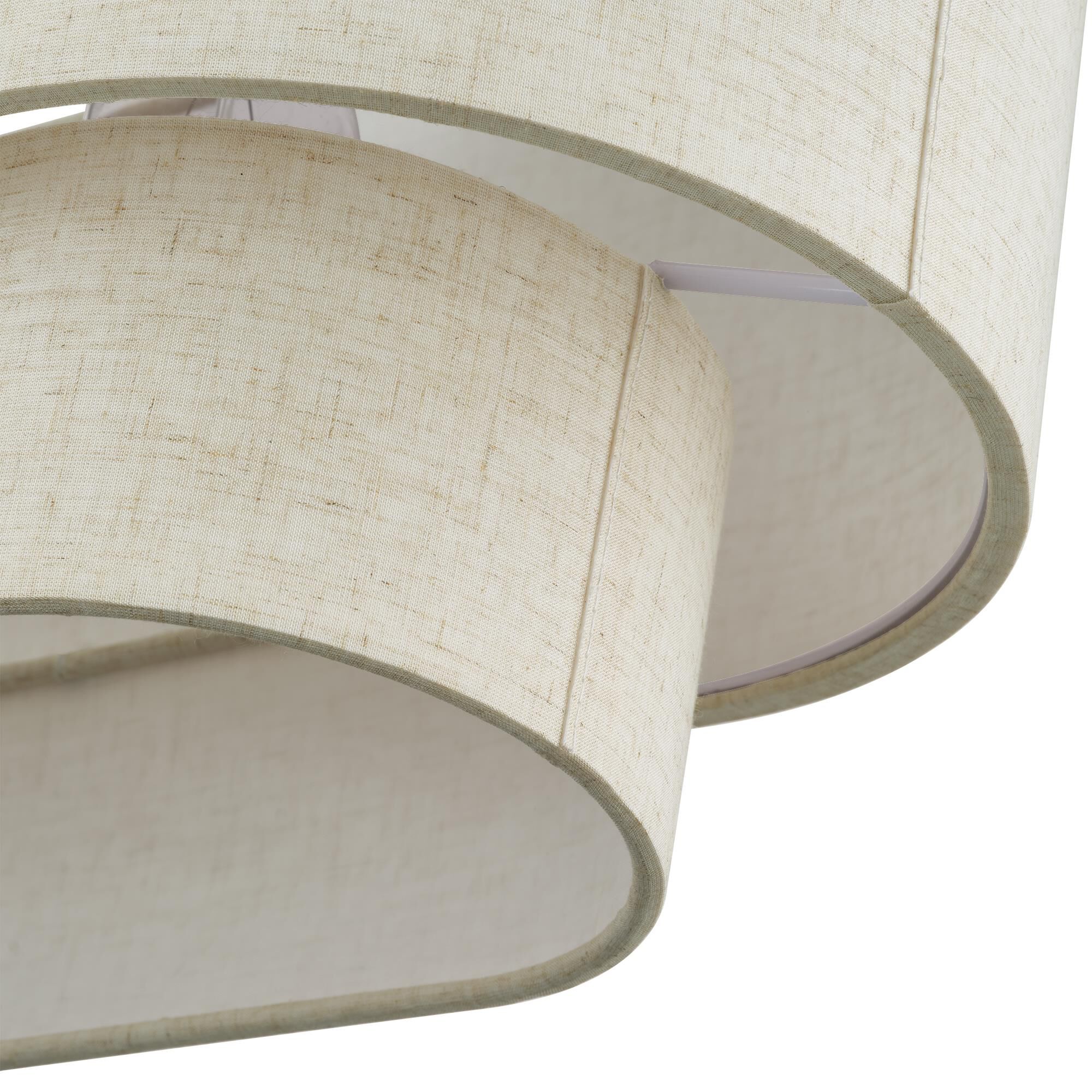 Shown in Antique Brass finish and Hand Crafted Oatmeal Color Fabric with White Color Inside shade
