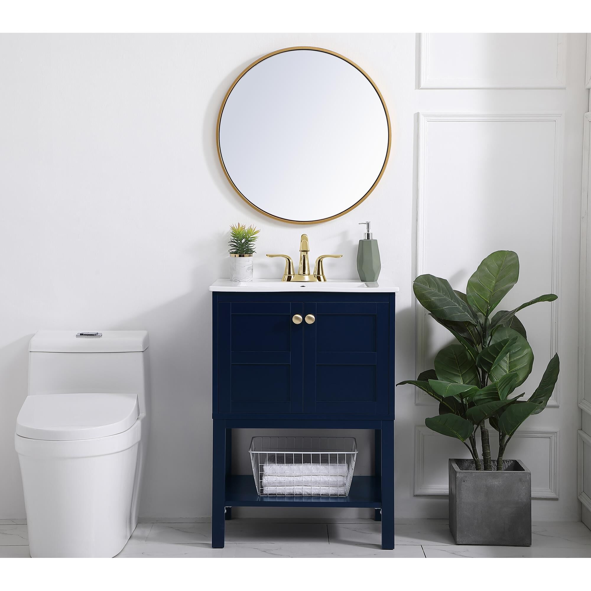 Shown in Blue And Gold With White Porcelain finish