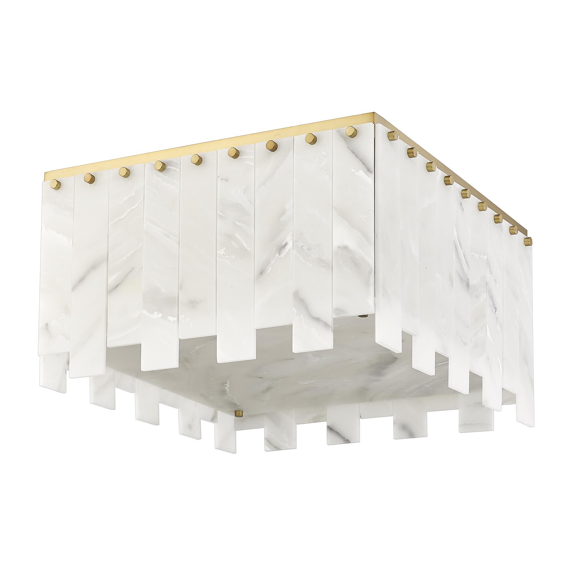 Shown in Rubbed Brass finish and Alabaster Resin shade