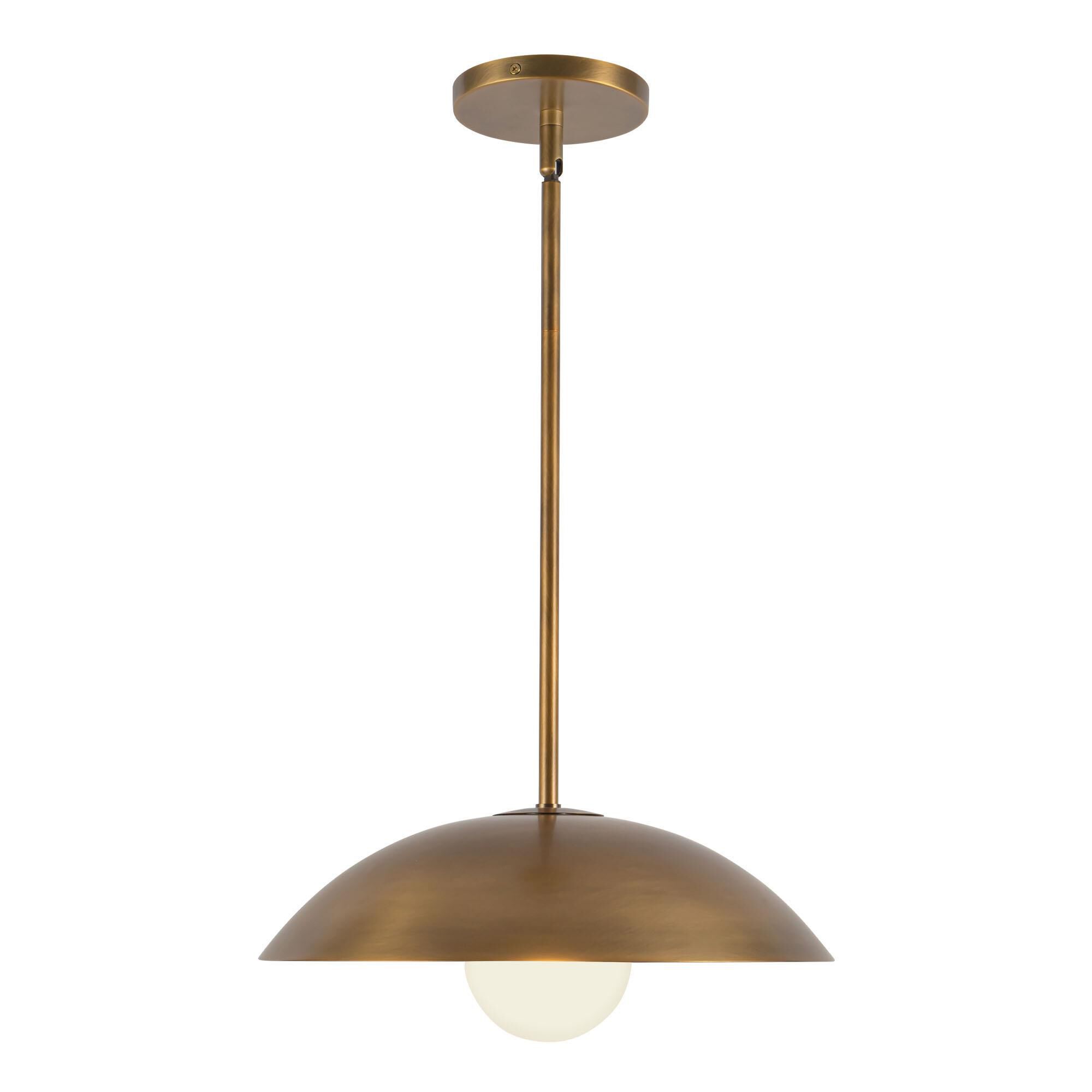 Shown in Vintage Brass finish and Matte Opal glass