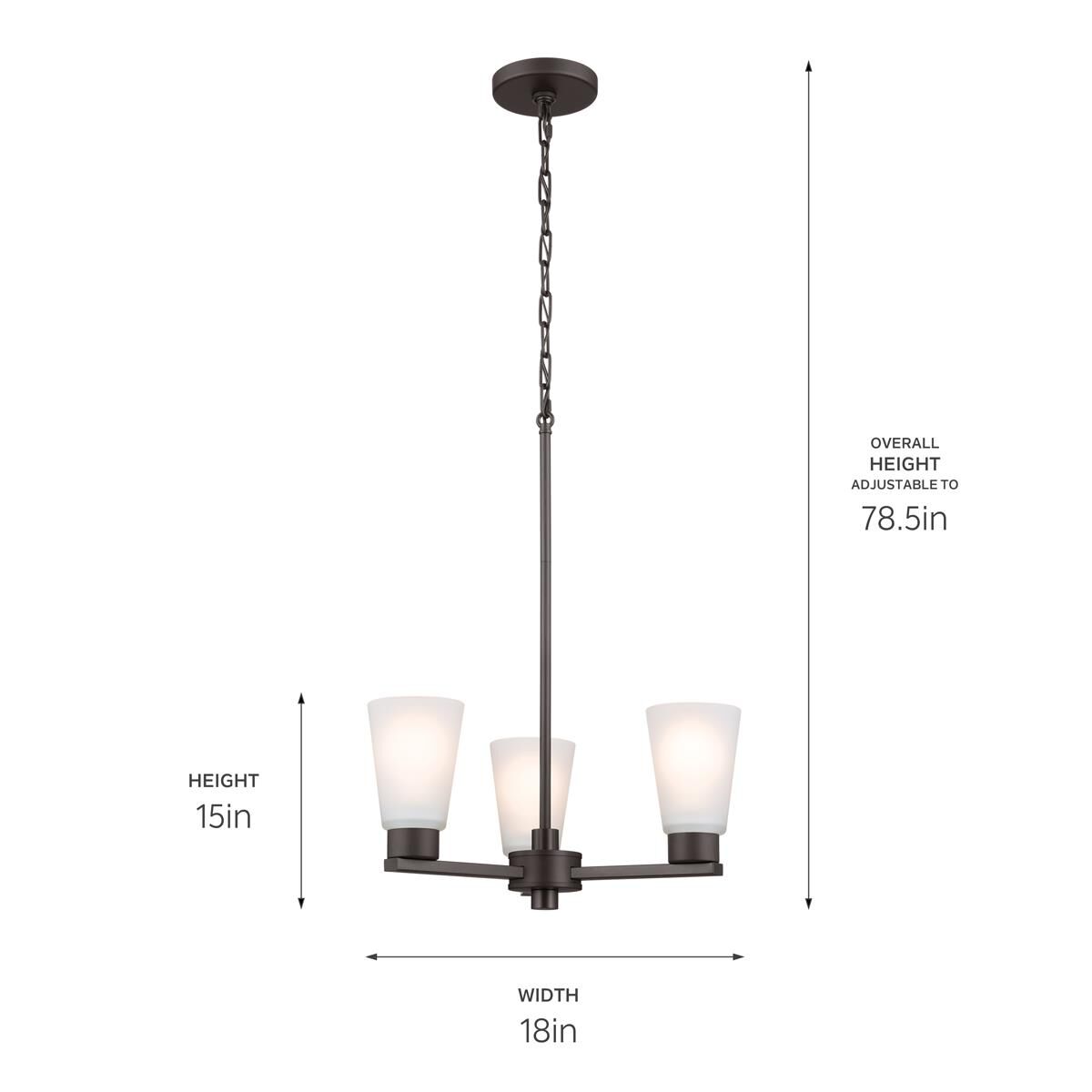 Stamos 18 Inch 3 Light Mini Chandelier by Kichler Lighting