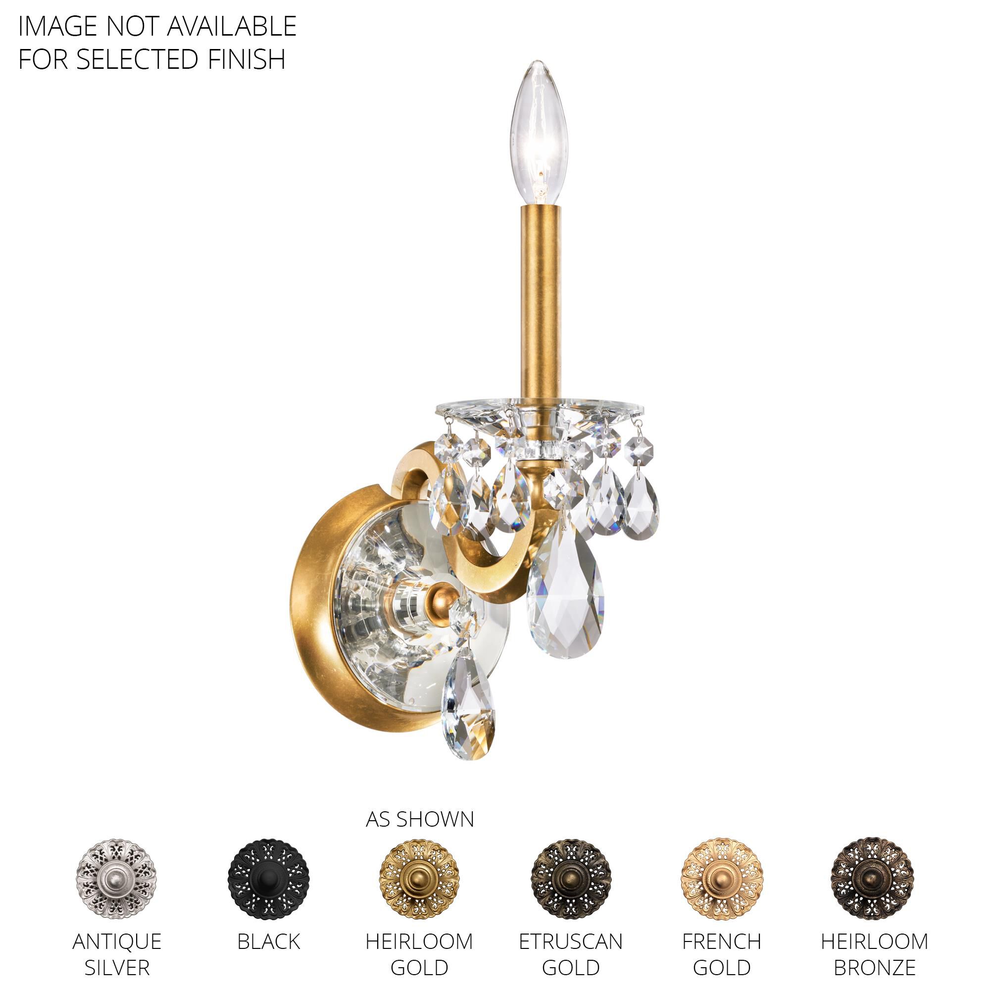 Shown in Antique Silver finish and Radiance crystal and Crystal glass