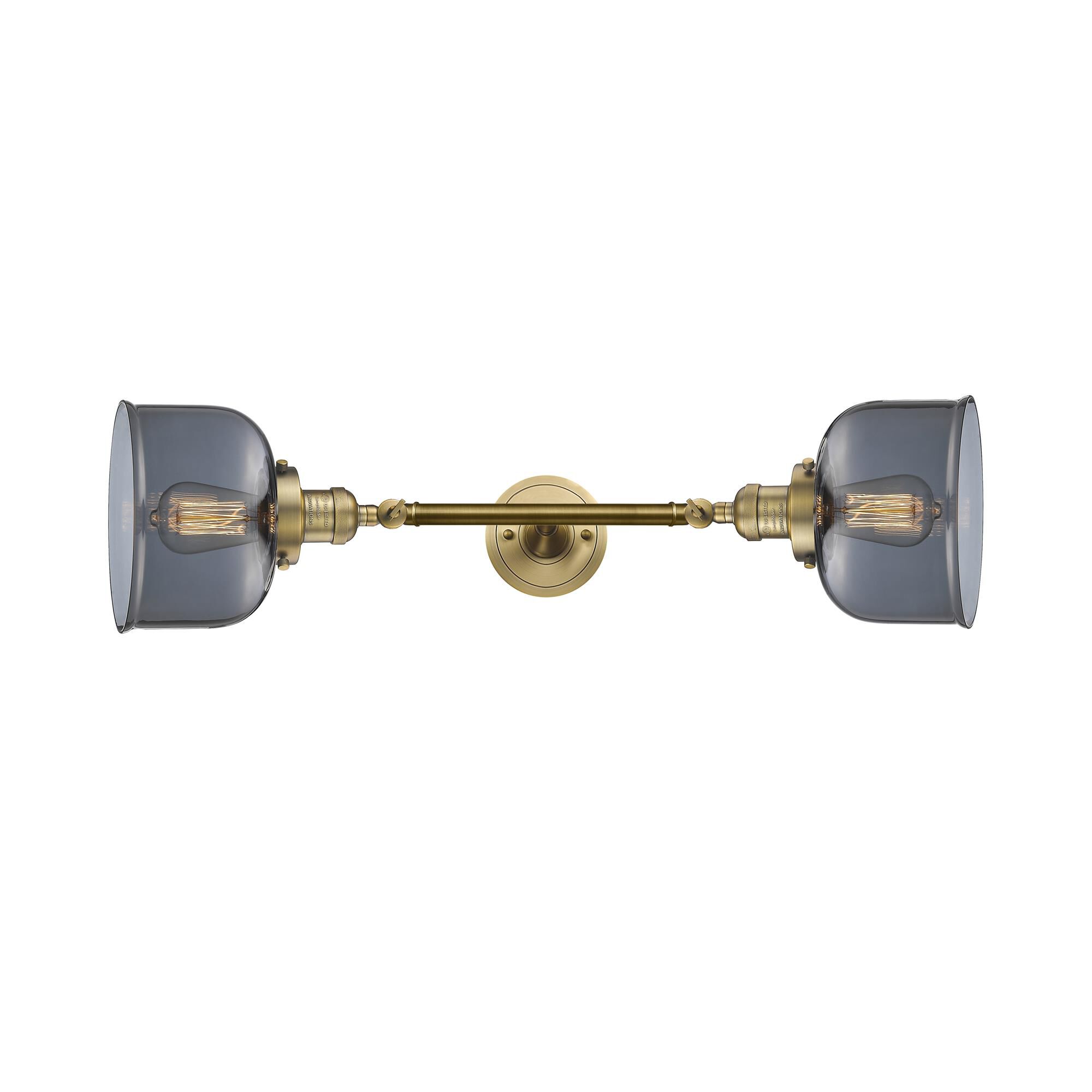 Shown in Brushed Brass finish and Plated Smoked glass