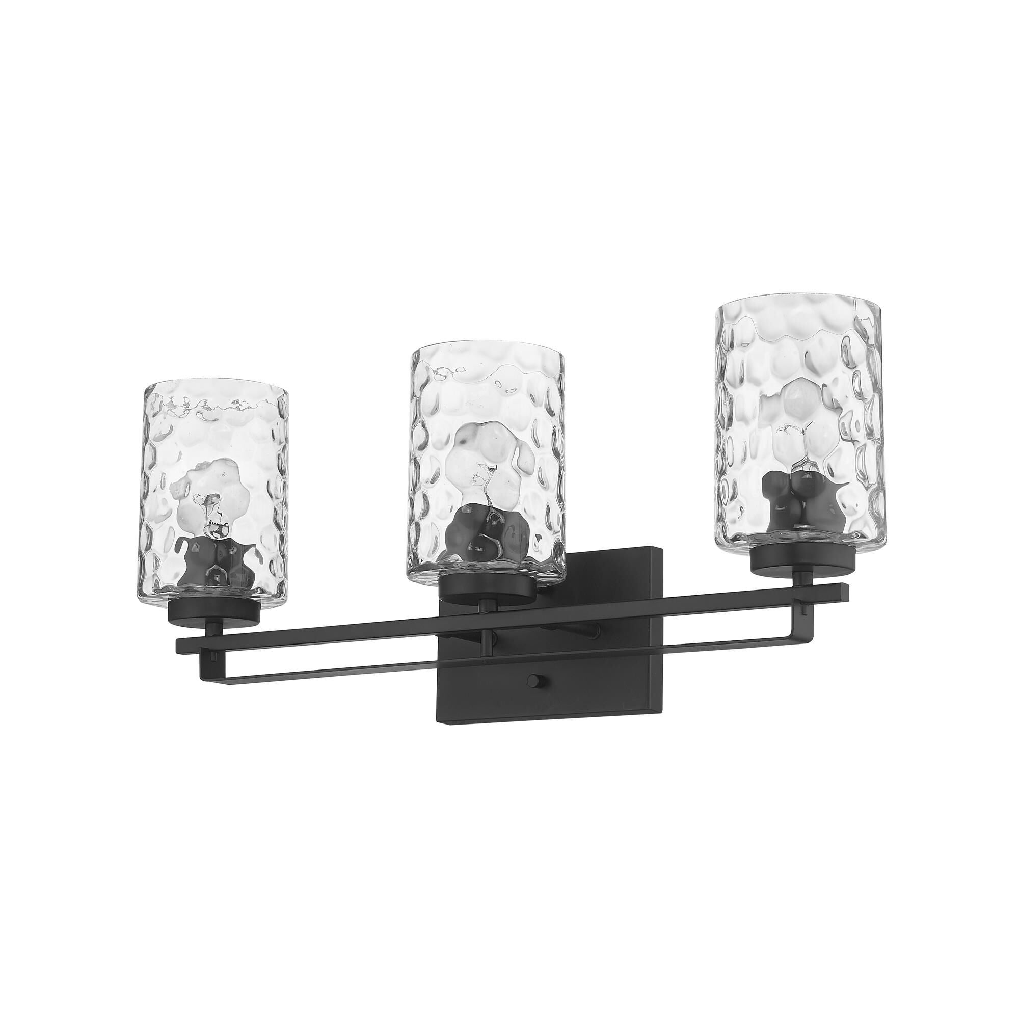 Shown in Matte Black finish and Clear glass and Clear, Optic Cylindrical Glass shade