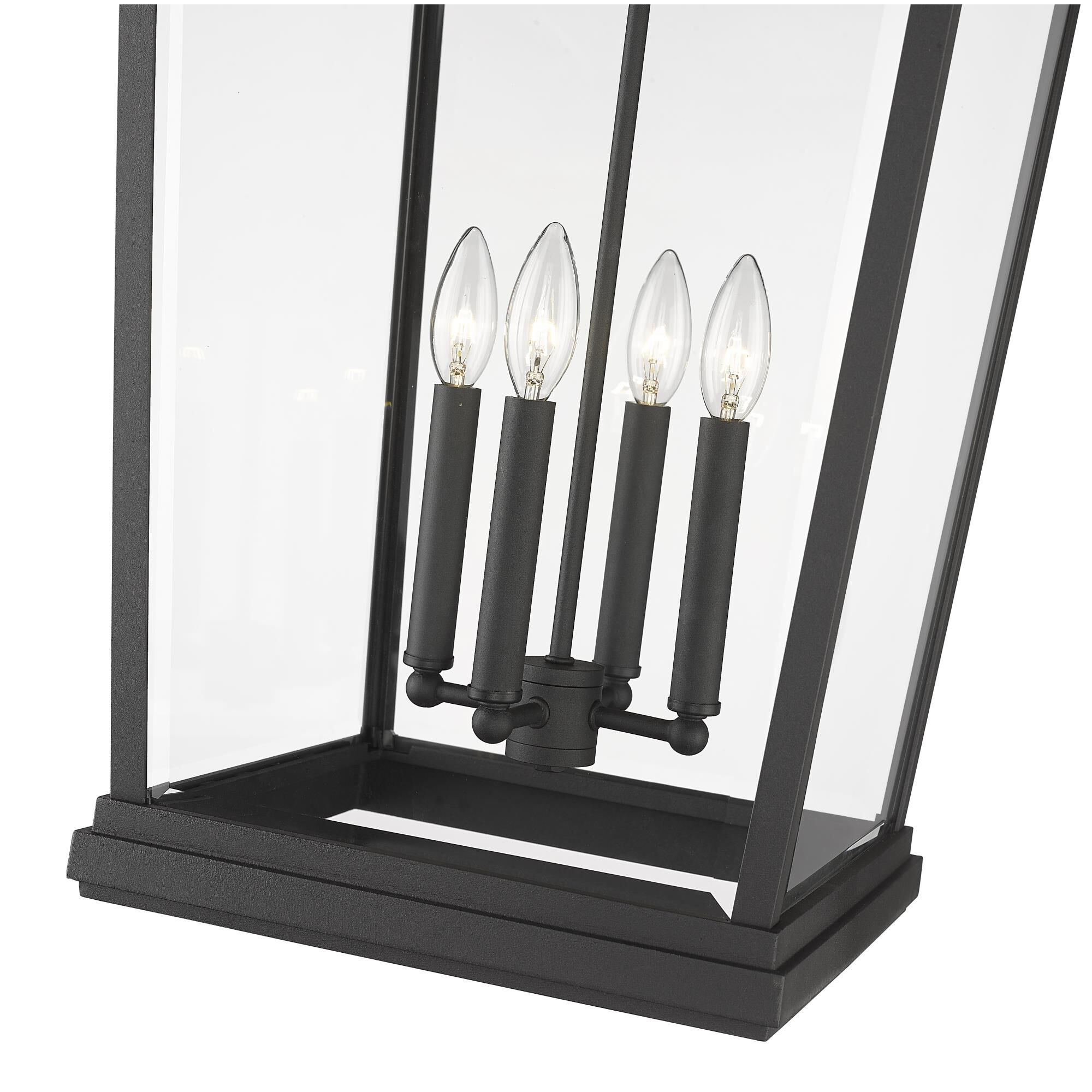 Shown in Black finish and Glass shade