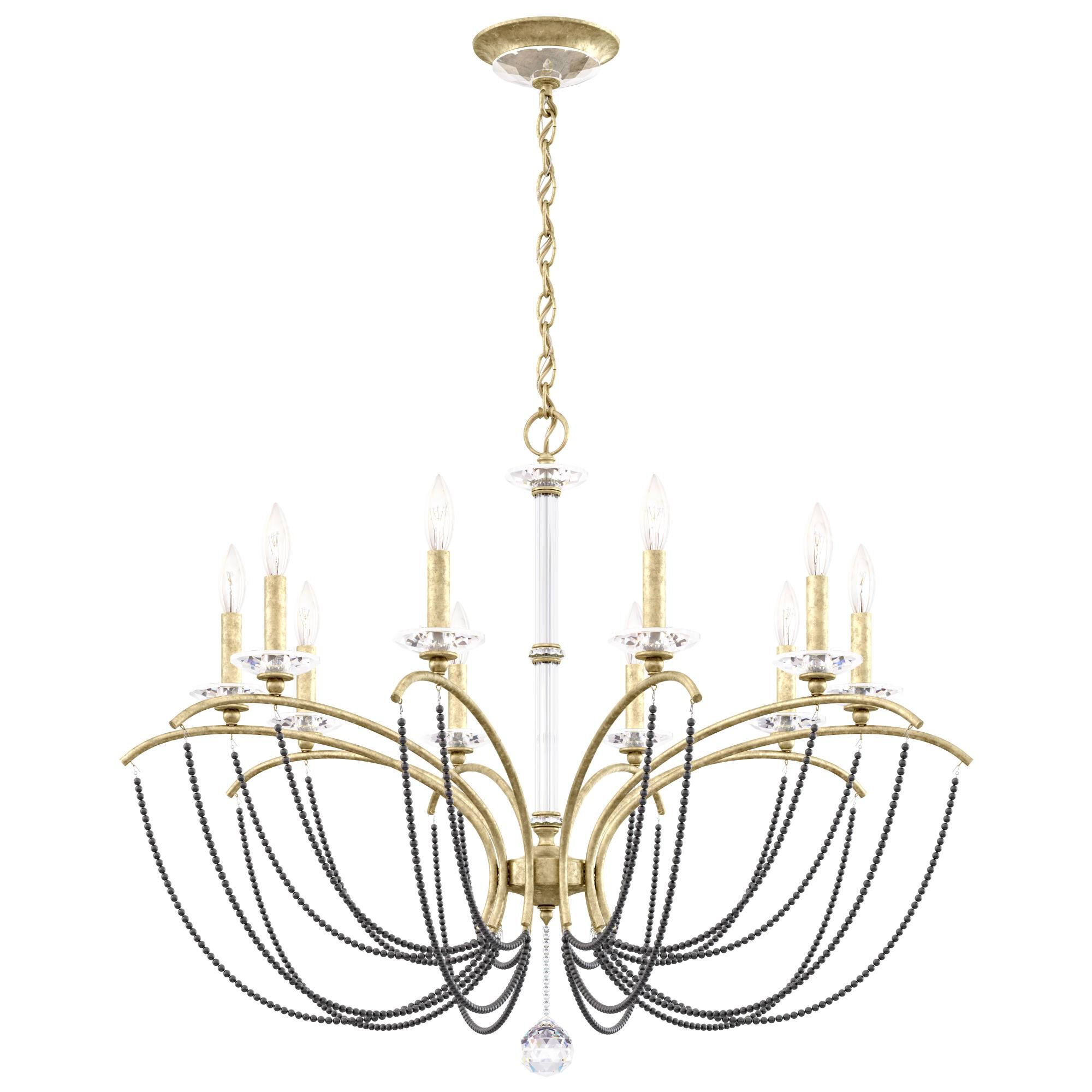 Shown in Heirloom Silver finish and Dark Grey Pearl crystal
