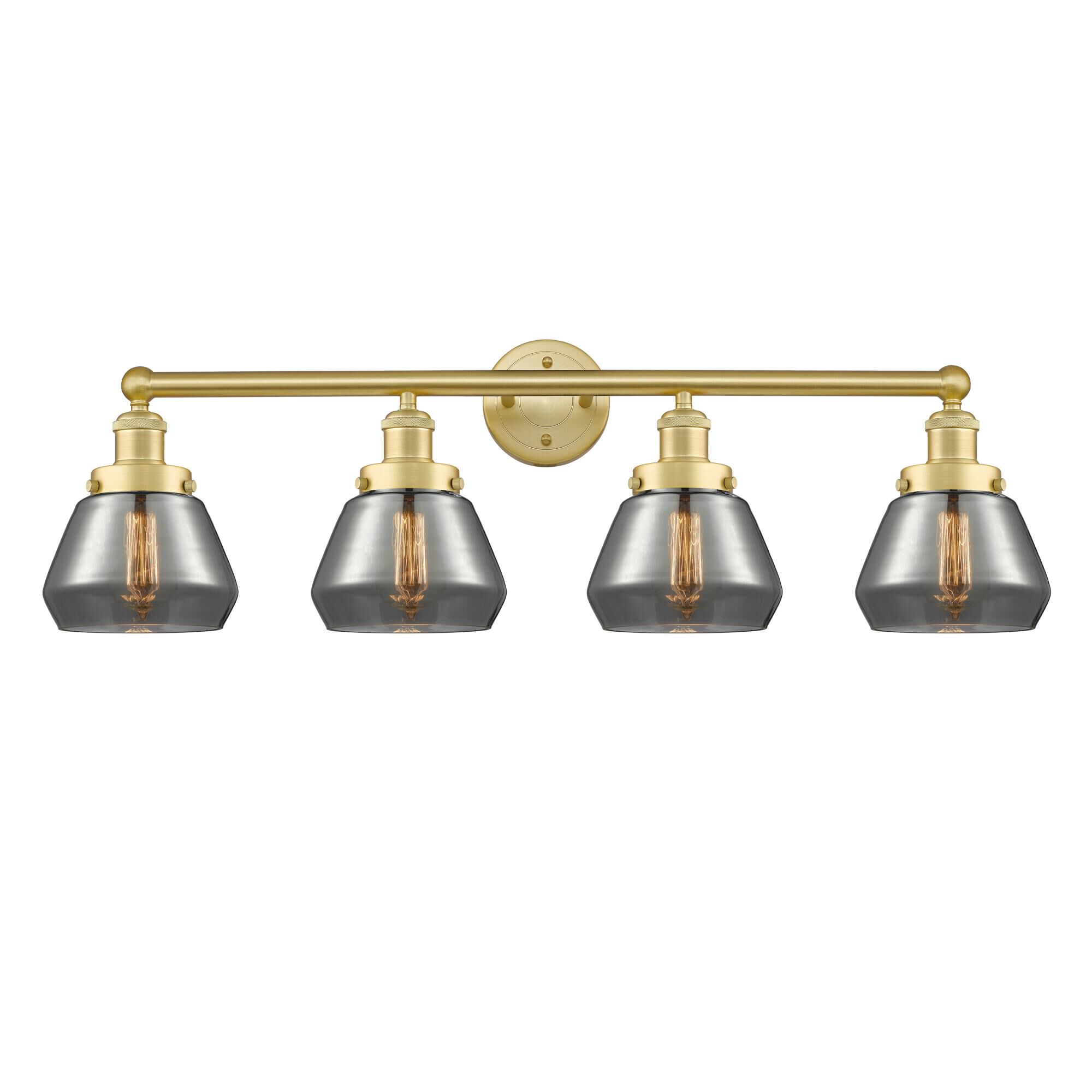 Shown in Satin Gold finish and Plated Smoke glass