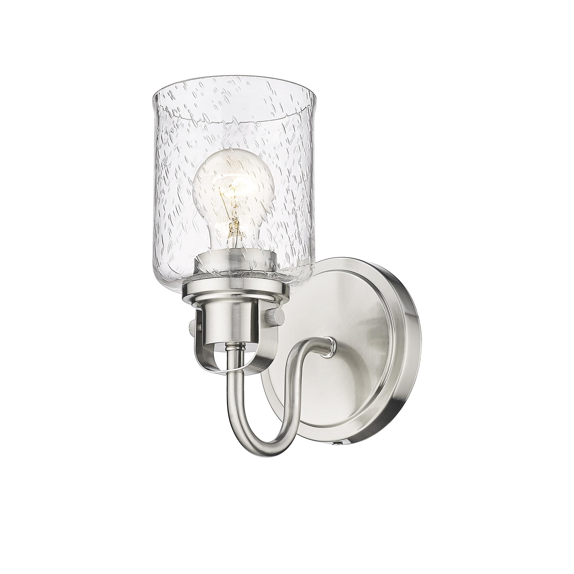 Shown in Brushed Nickel finish and Glass shade