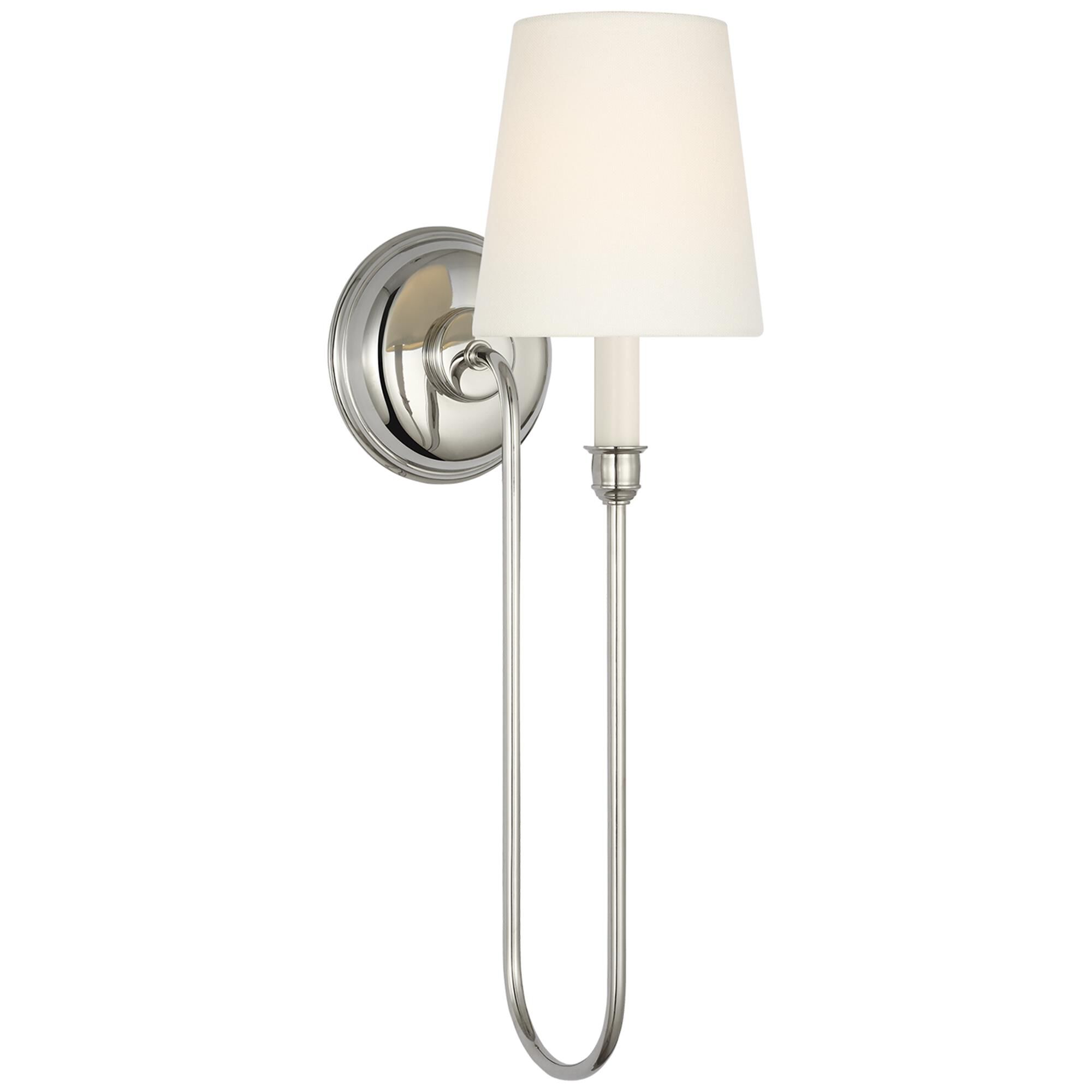 Shown in Polished Nickel finish and Linen shade