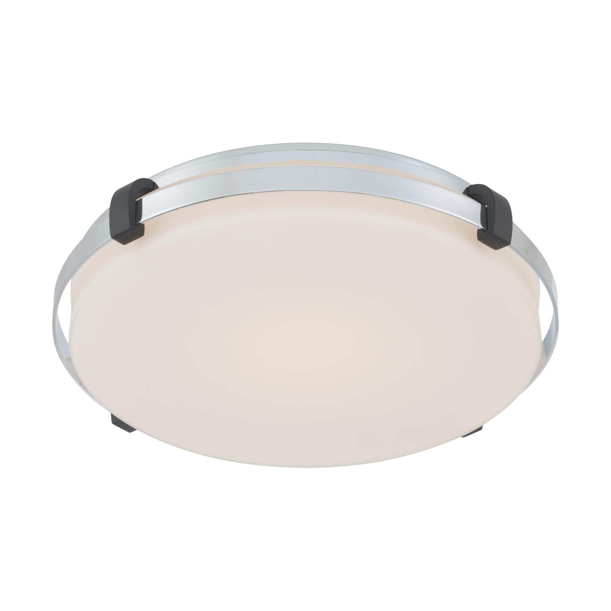 Shown in Chrome and Dark Matte Black finish and Etched Opal glass