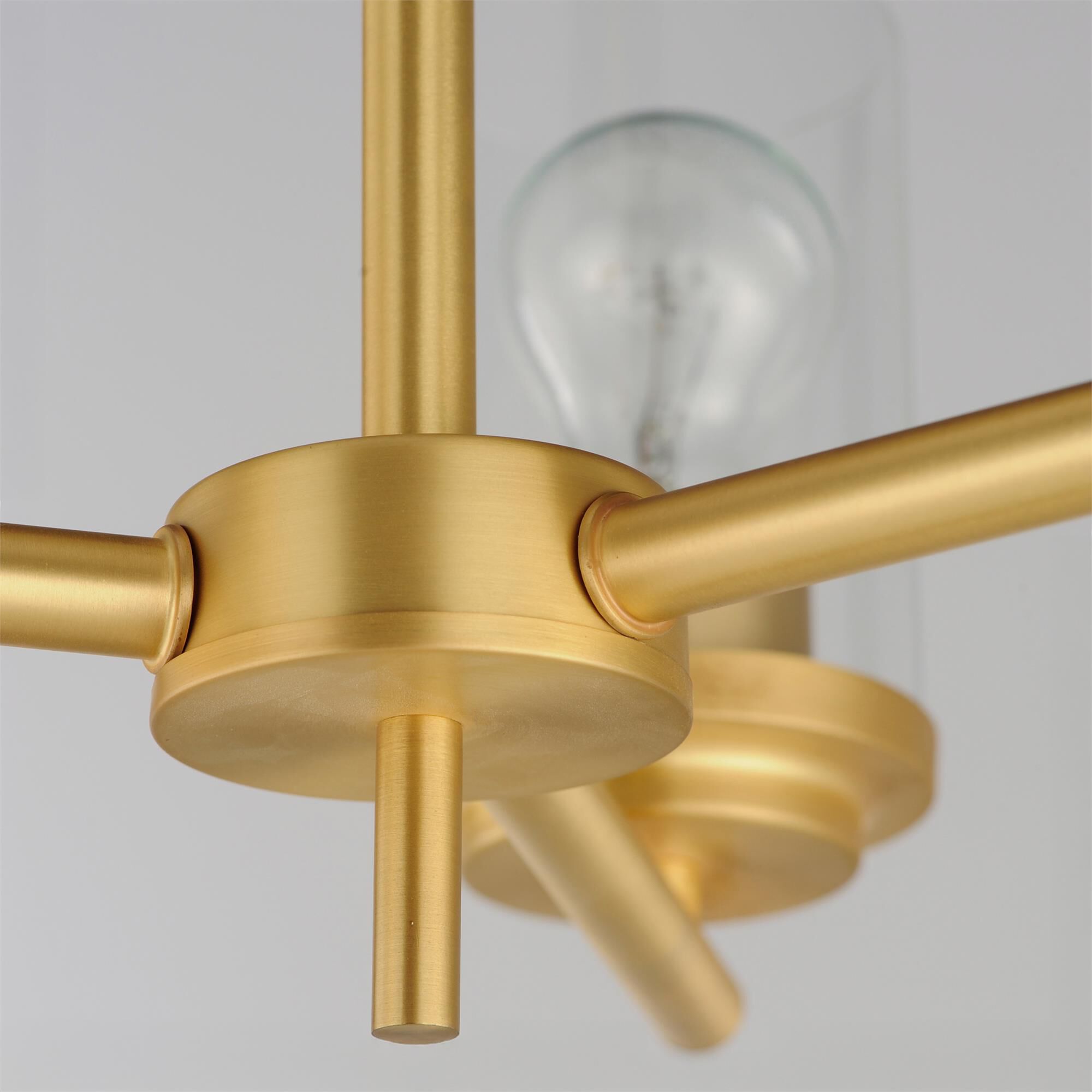 Shown in Satin Brass finish and Clear glass