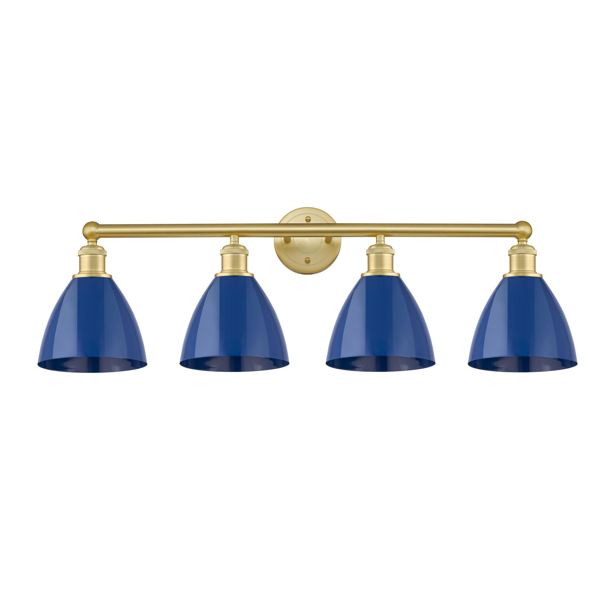 Shown in Satin Gold finish and Blue shade