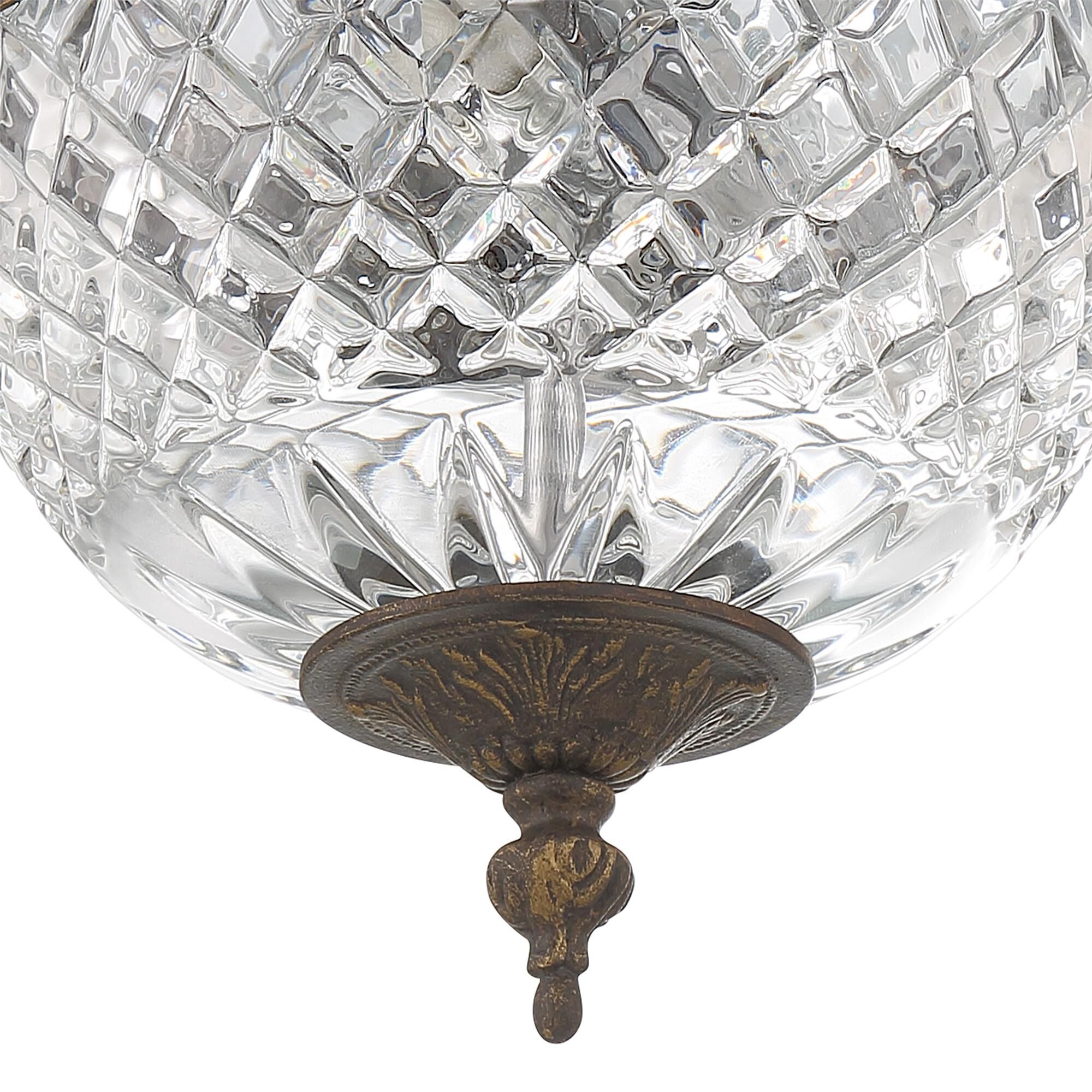 Shown in English Bronze finish and Lead Crystal glass and Lead Crystal shade