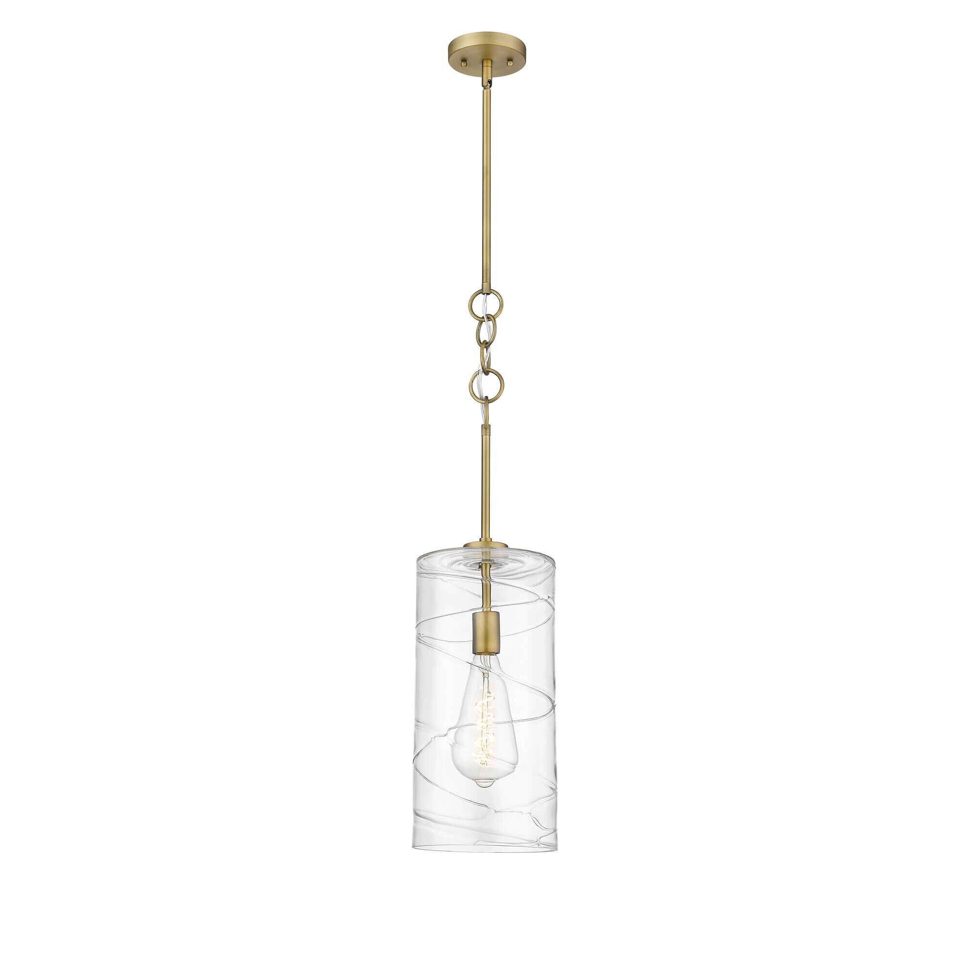 Shown in Brushed Brass, Clear Deco Swirl finish and Clear Deco Swirl glass and Clear Deco Swirl Glass shade