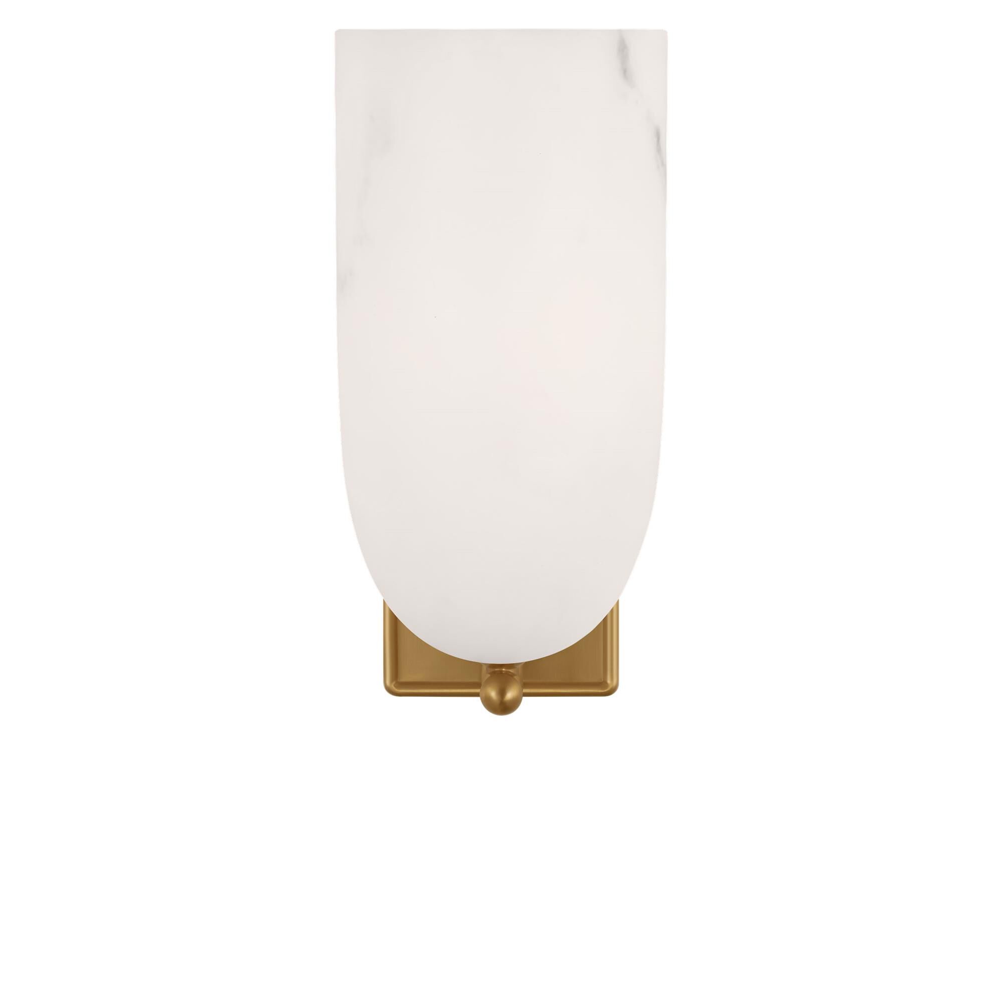 Shown in Burnished Brass finish and Faux Alabaster Resin shade