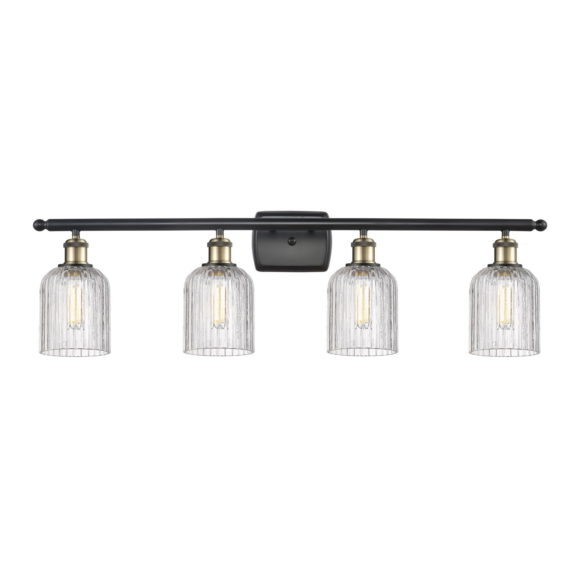Shown in Black Antique Brass finish and Clear glass