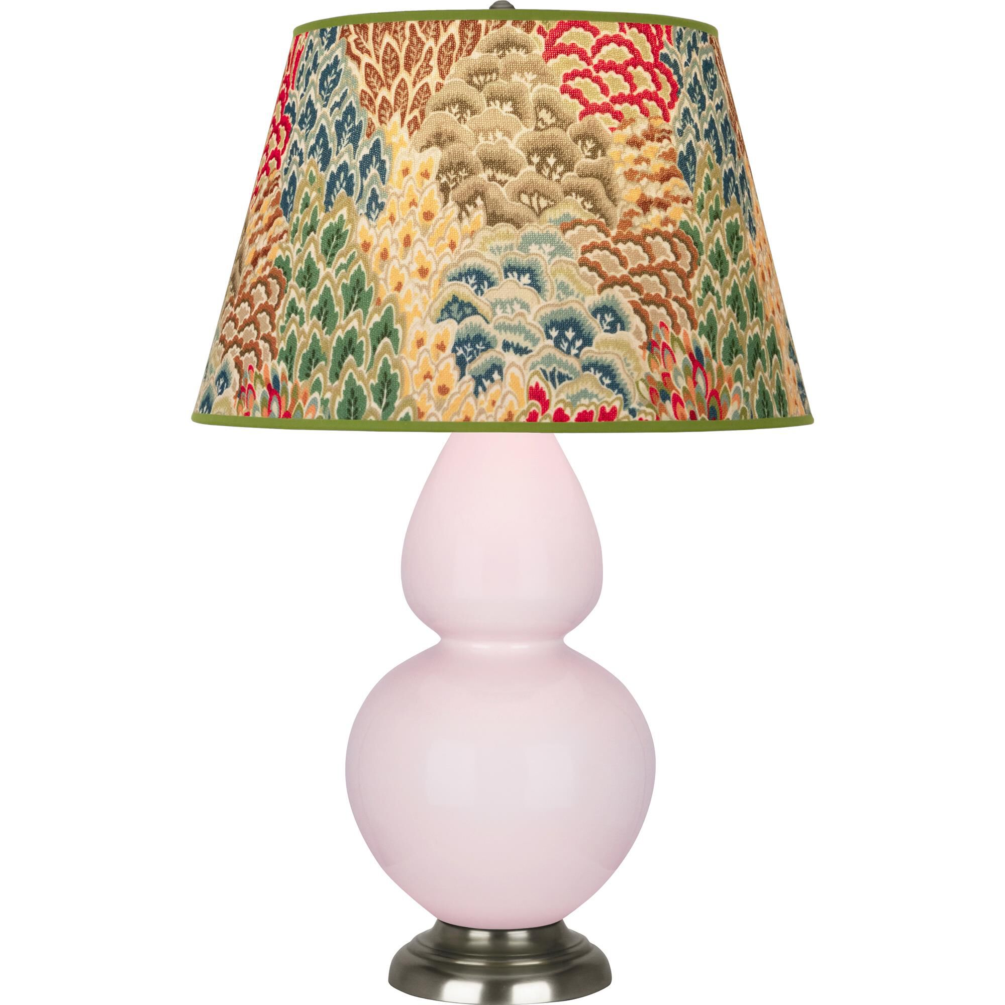 Shown in Rose Water Glazed finish and Fall Floral shade and Antique Silver accent