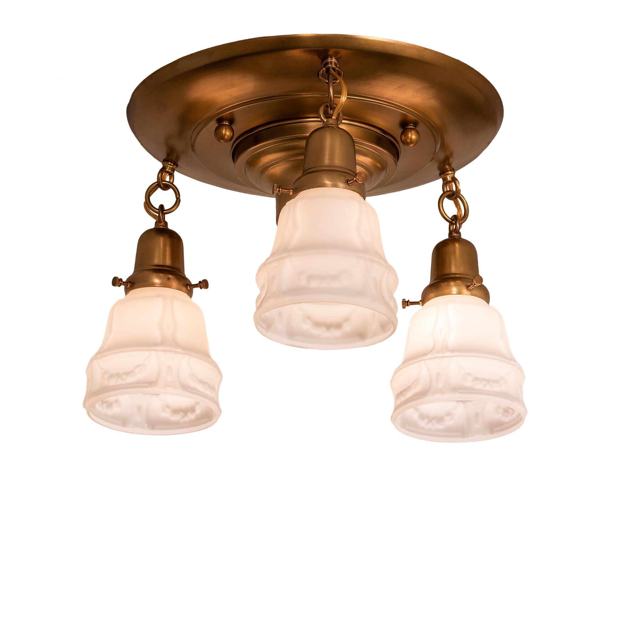 Shown in Polished Brass finish and White glass