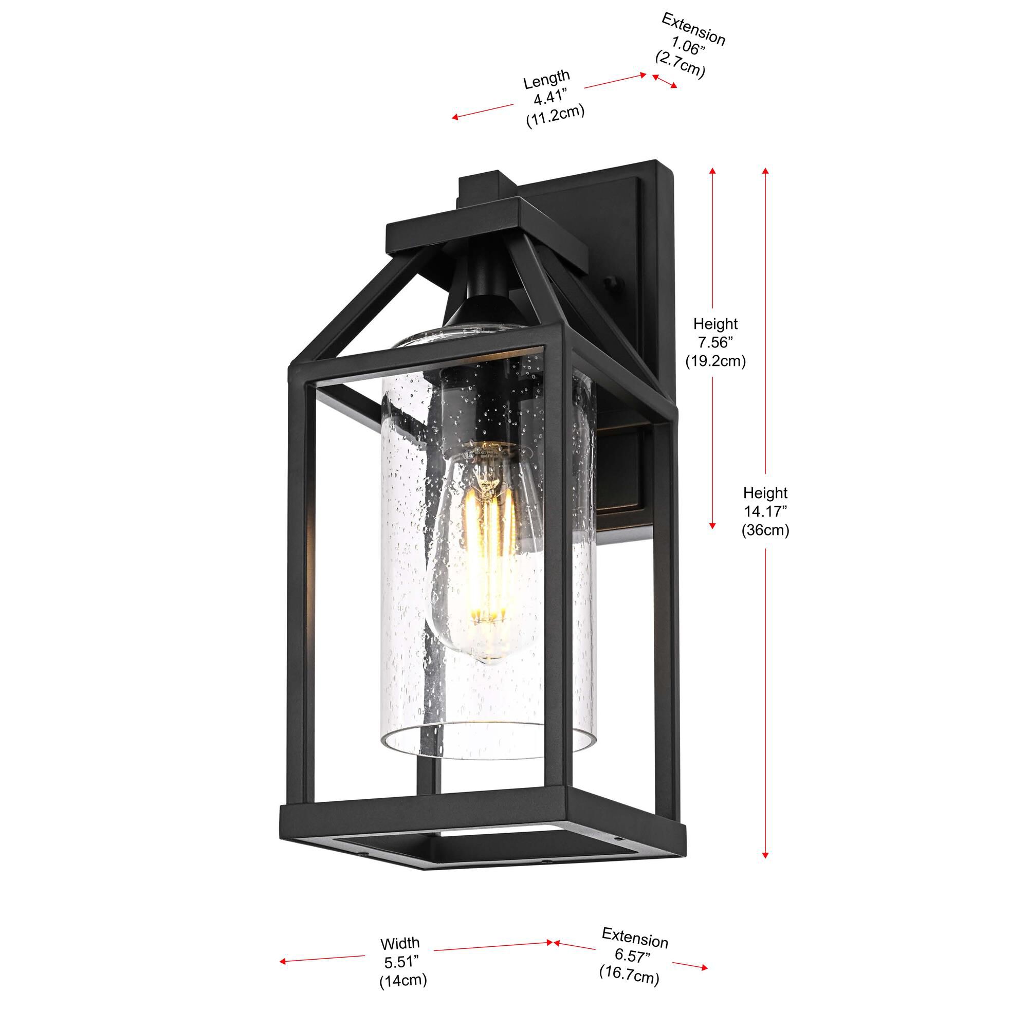 Shown in Black finish and Clear glass