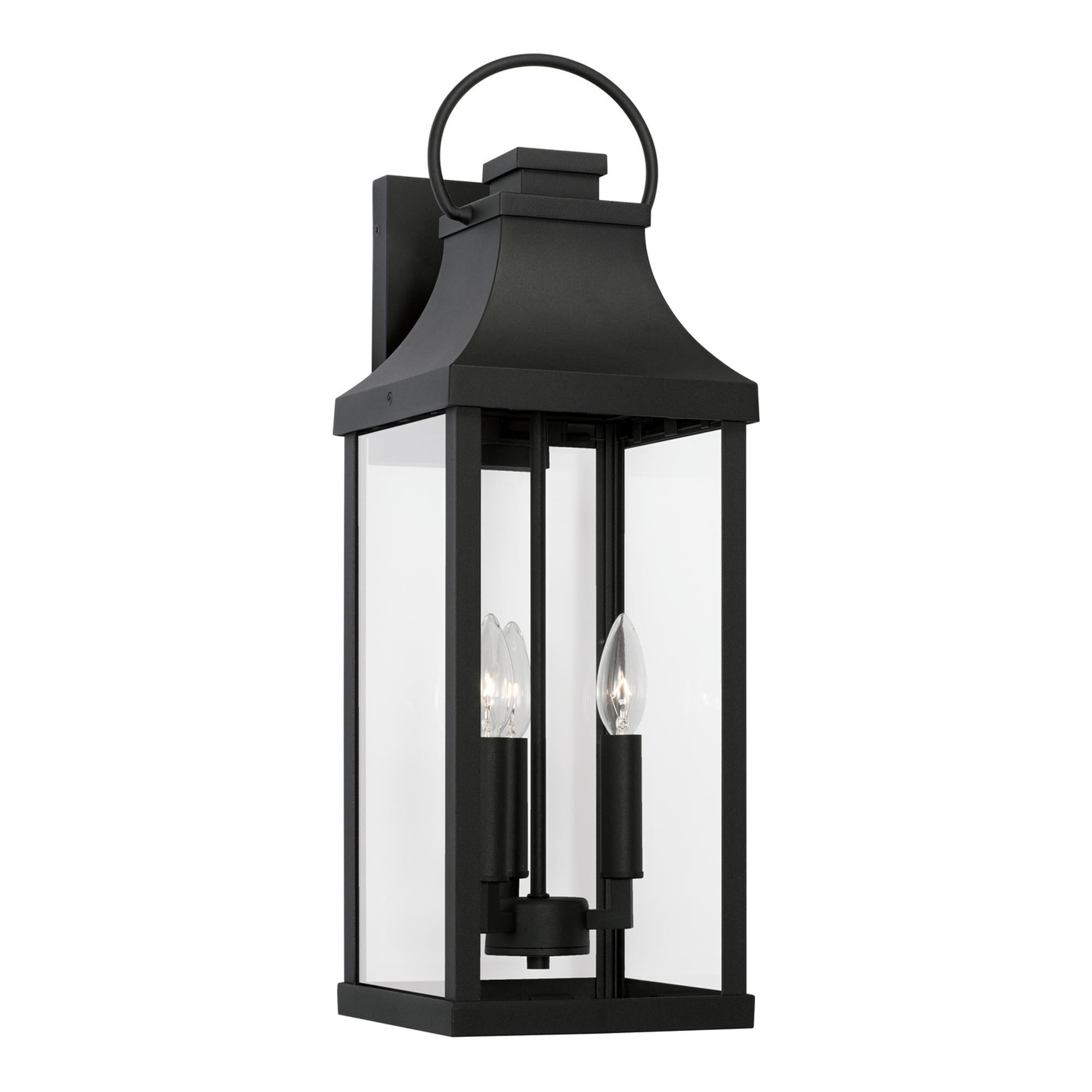 Shown in Black finish and Clear glass