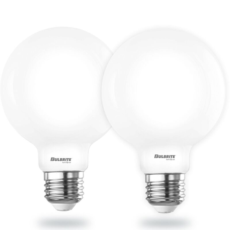 Warm Dims 9 Watt LED G25 3000K - 1800K Filament Milky Warm Dimmable (2 Pack) by Bulbrite
