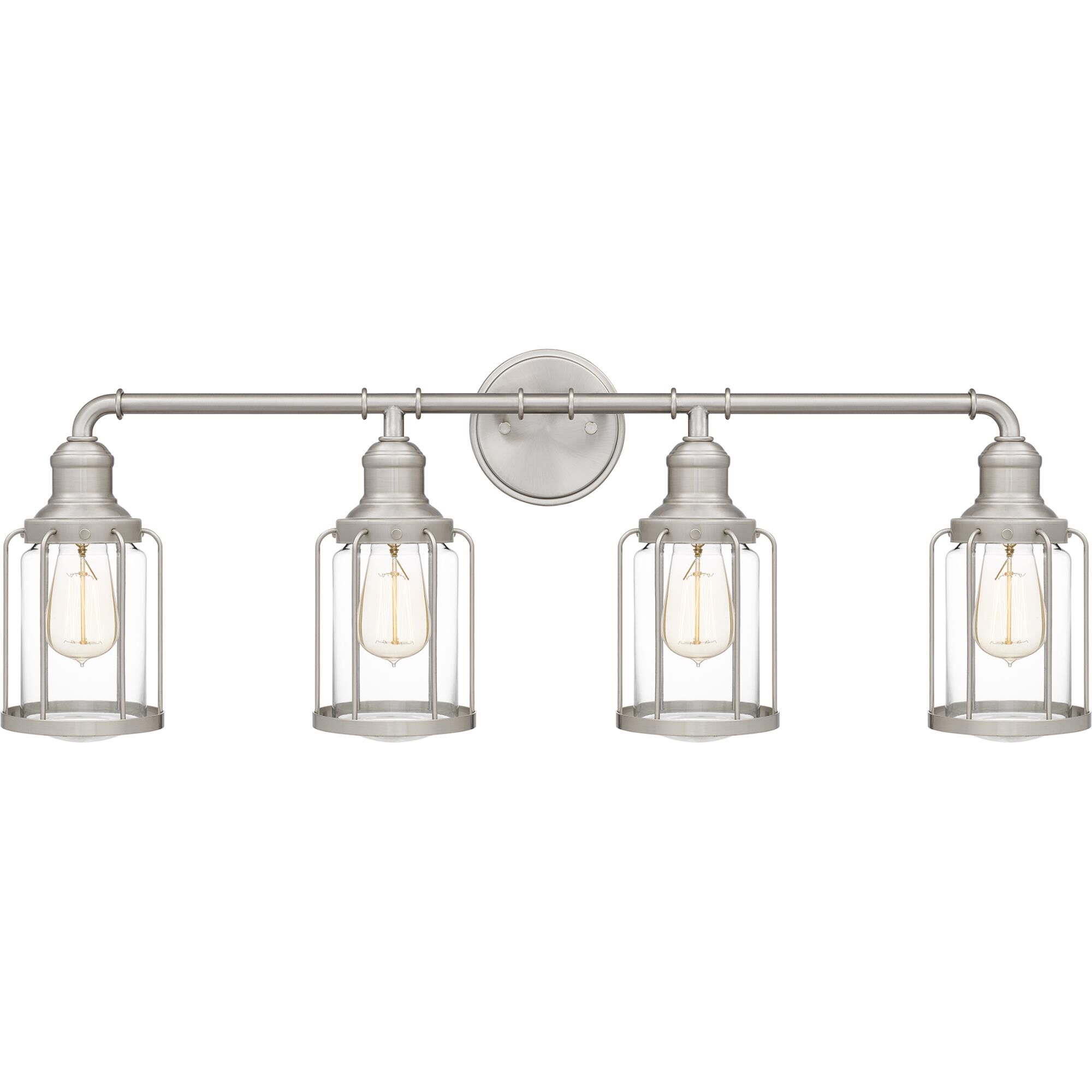 Shown in Brushed Nickel finish and Clear shade