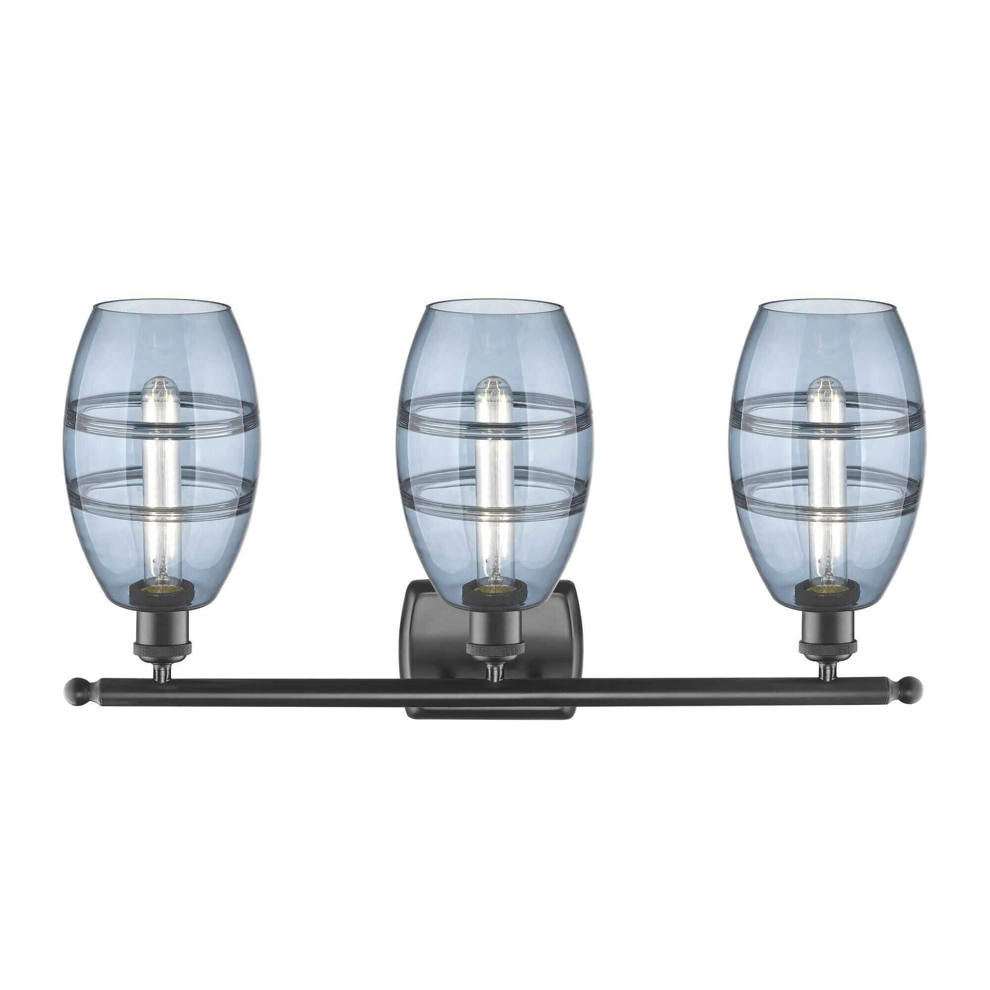 Shown in Oil Rubbed Bronze finish and Princess Blue glass