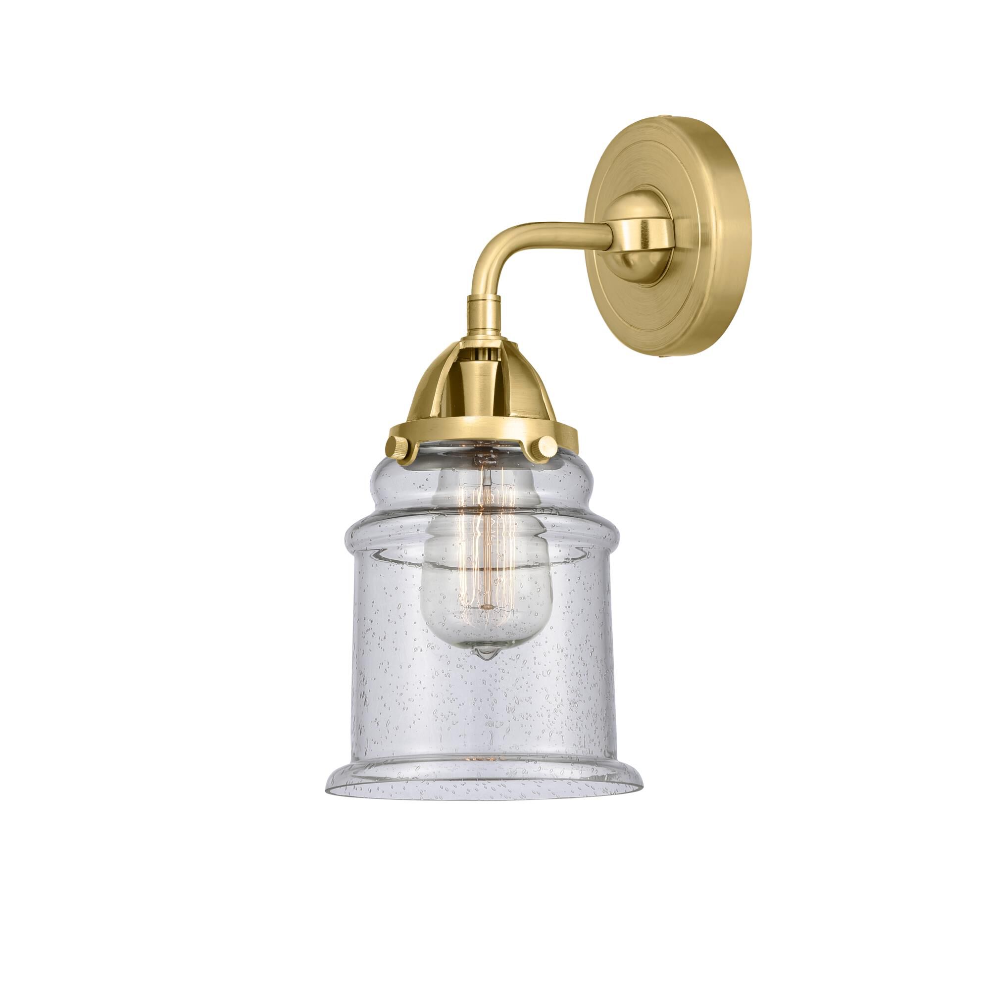 Shown in Satin Gold finish and Seedy glass